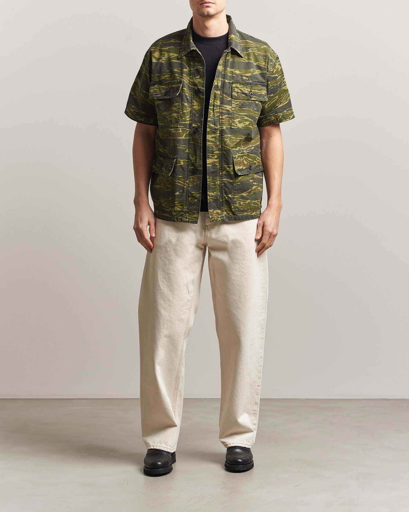 Hombres | Camisas | orSlow | Short Sleeve Utility Shirt Tiger Camo