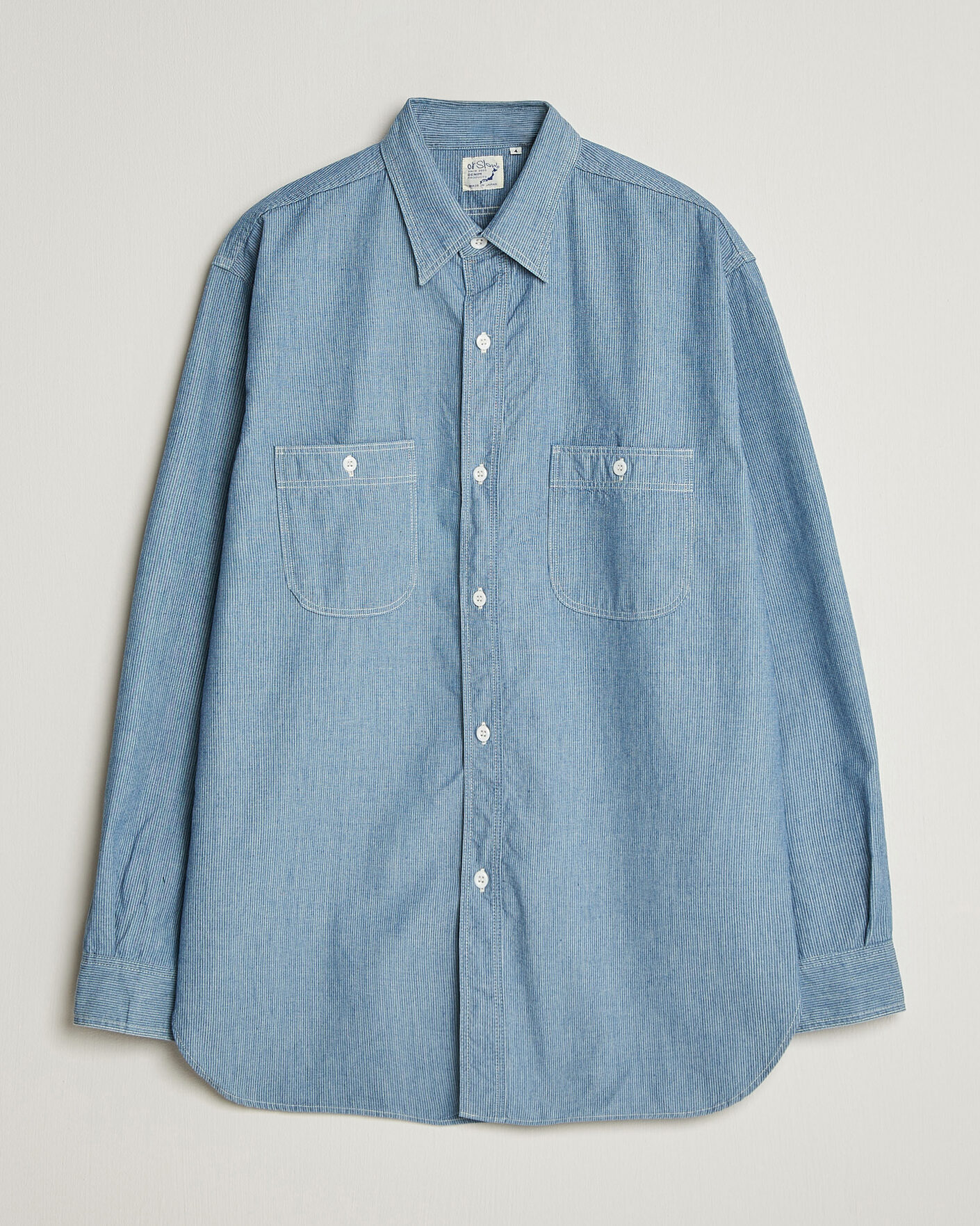 Hombres | Camisas | orSlow | Relax Fit Chambray Work Shirt Hickory Stirpe
