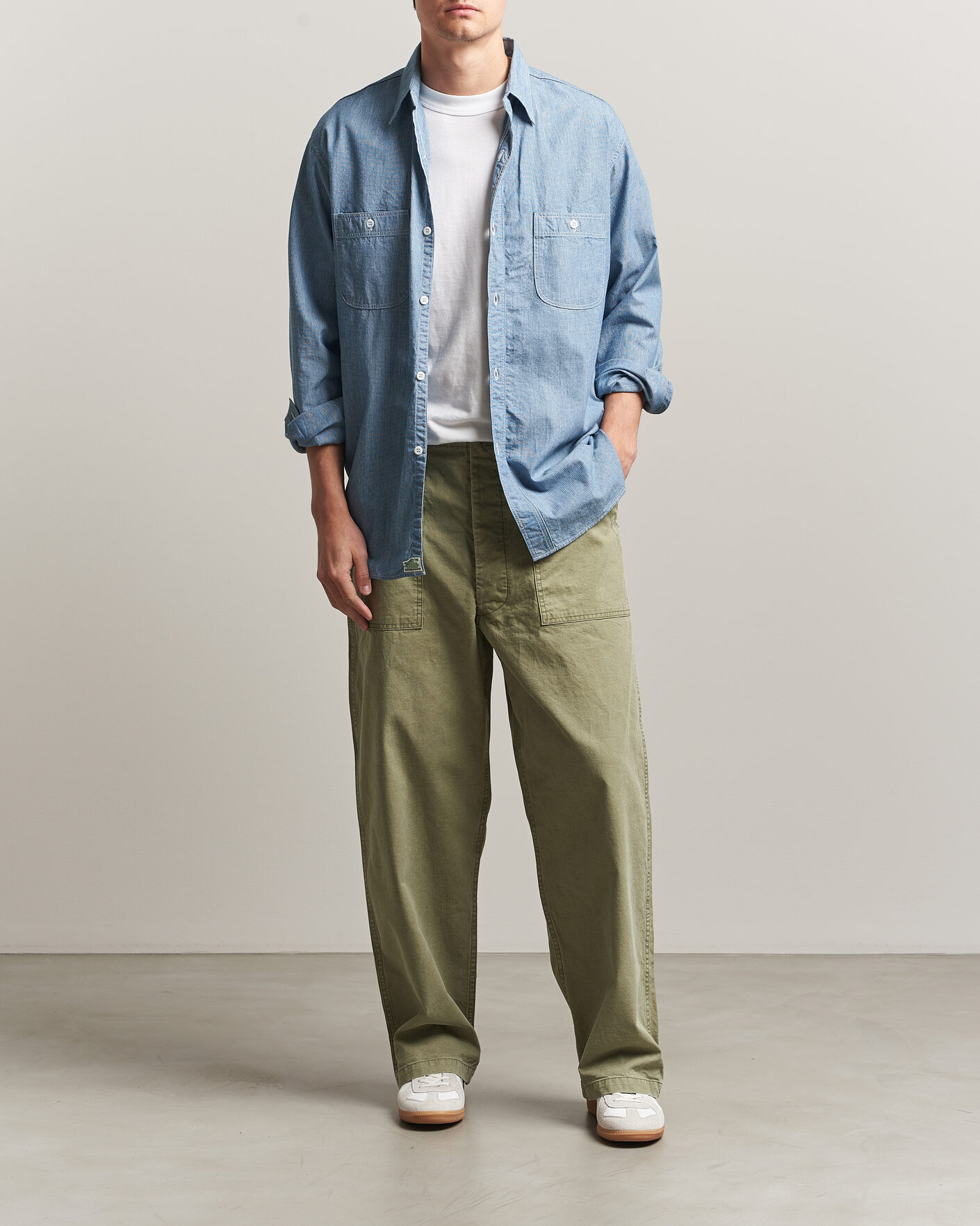 Hombres | Pantalones | orSlow | Summer Fatigue Pants Washed Army Green