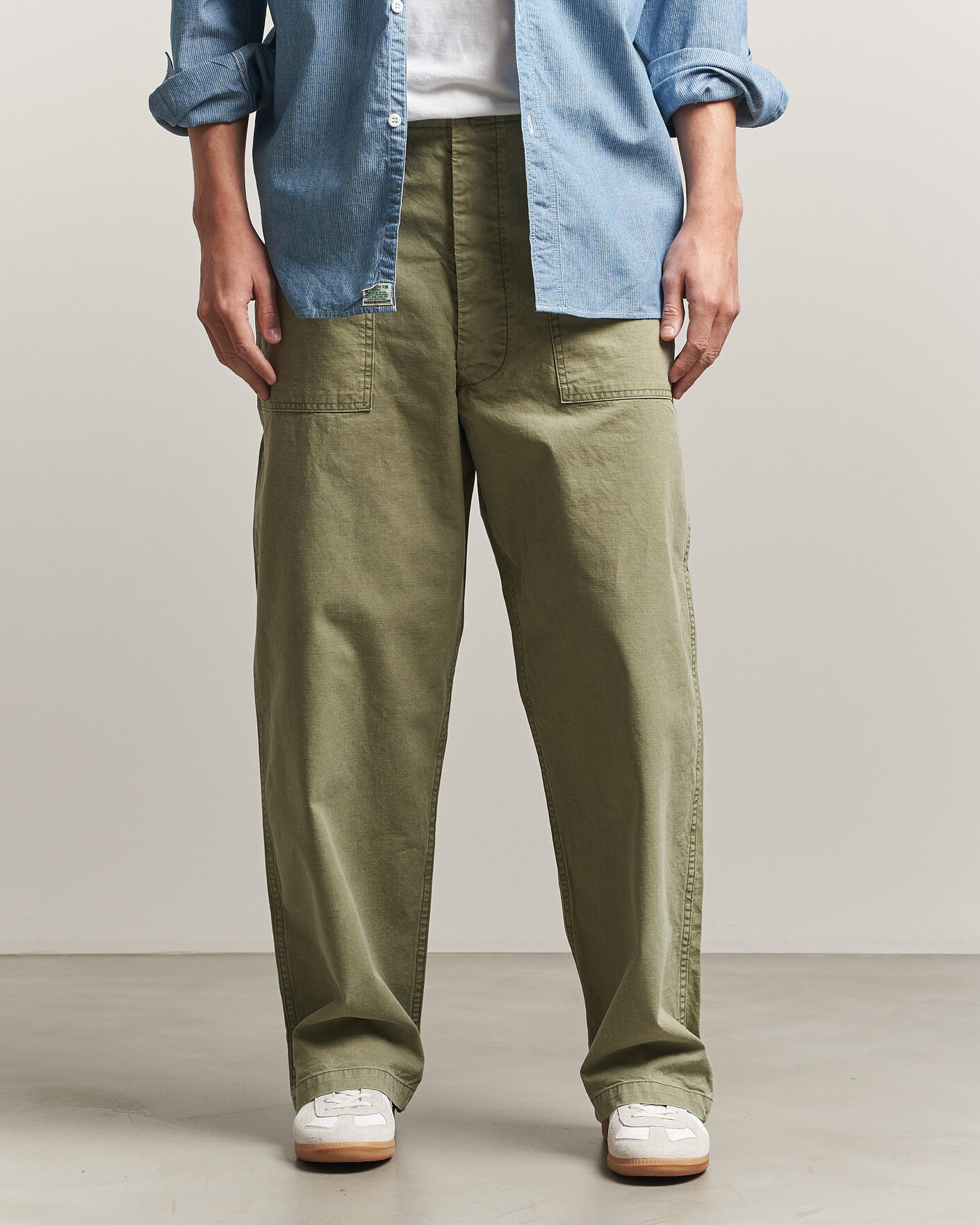 Hombres | Pantalones | orSlow | Summer Fatigue Pants Washed Army Green