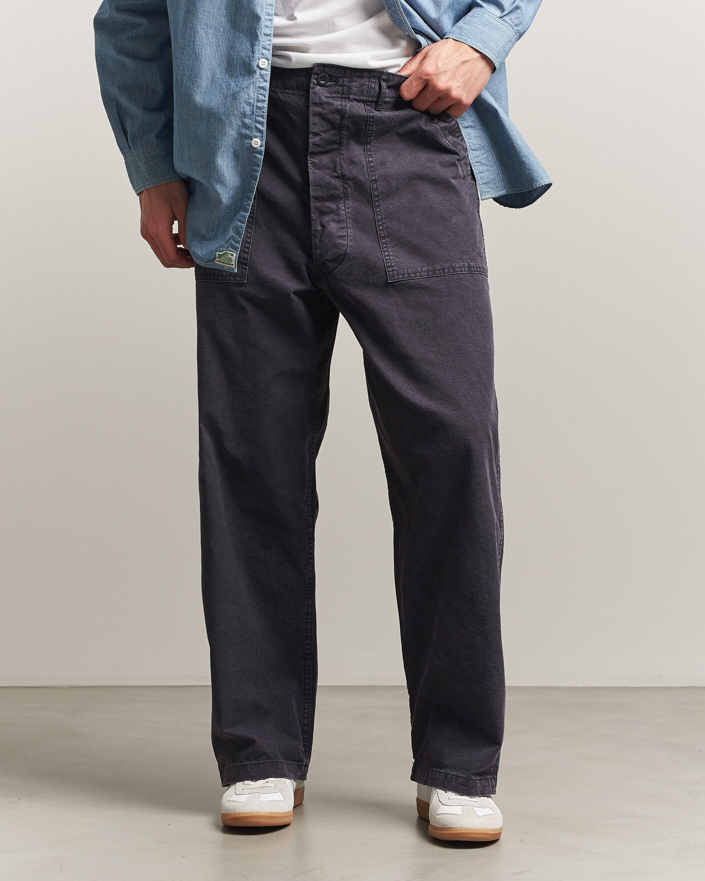Hombres | Pantalones | orSlow | Summer Fatigue Pants Washed Black