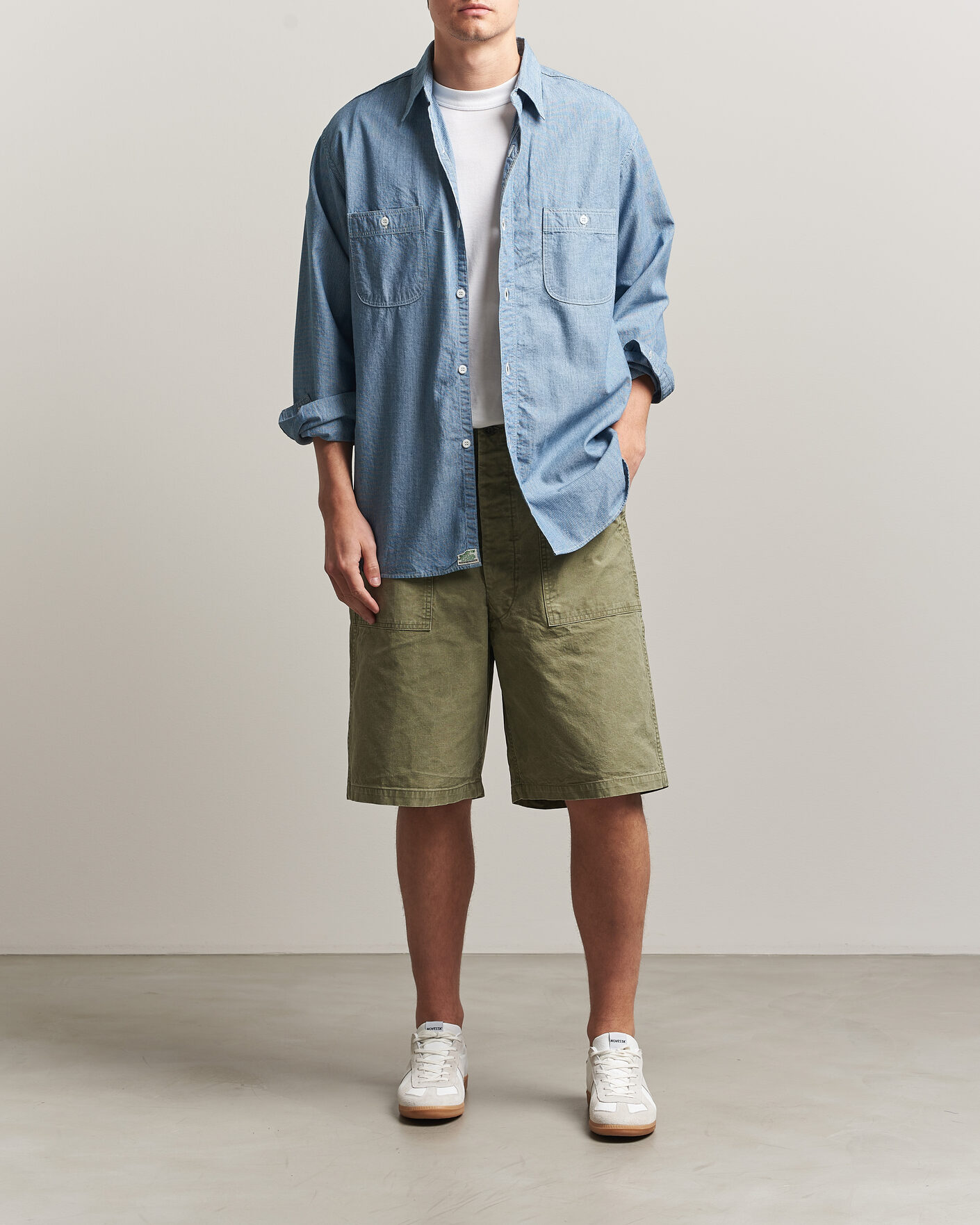 Hombres | Pantalones cortos | orSlow | Summer Fatigue Shorts Washed Army Green