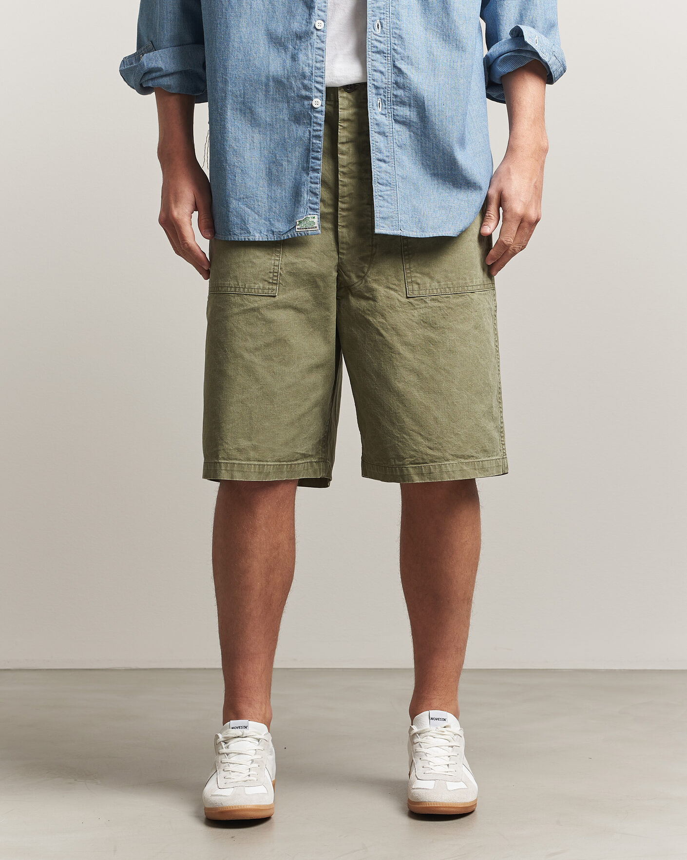 Hombres | Pantalones cortos | orSlow | Summer Fatigue Shorts Washed Army Green