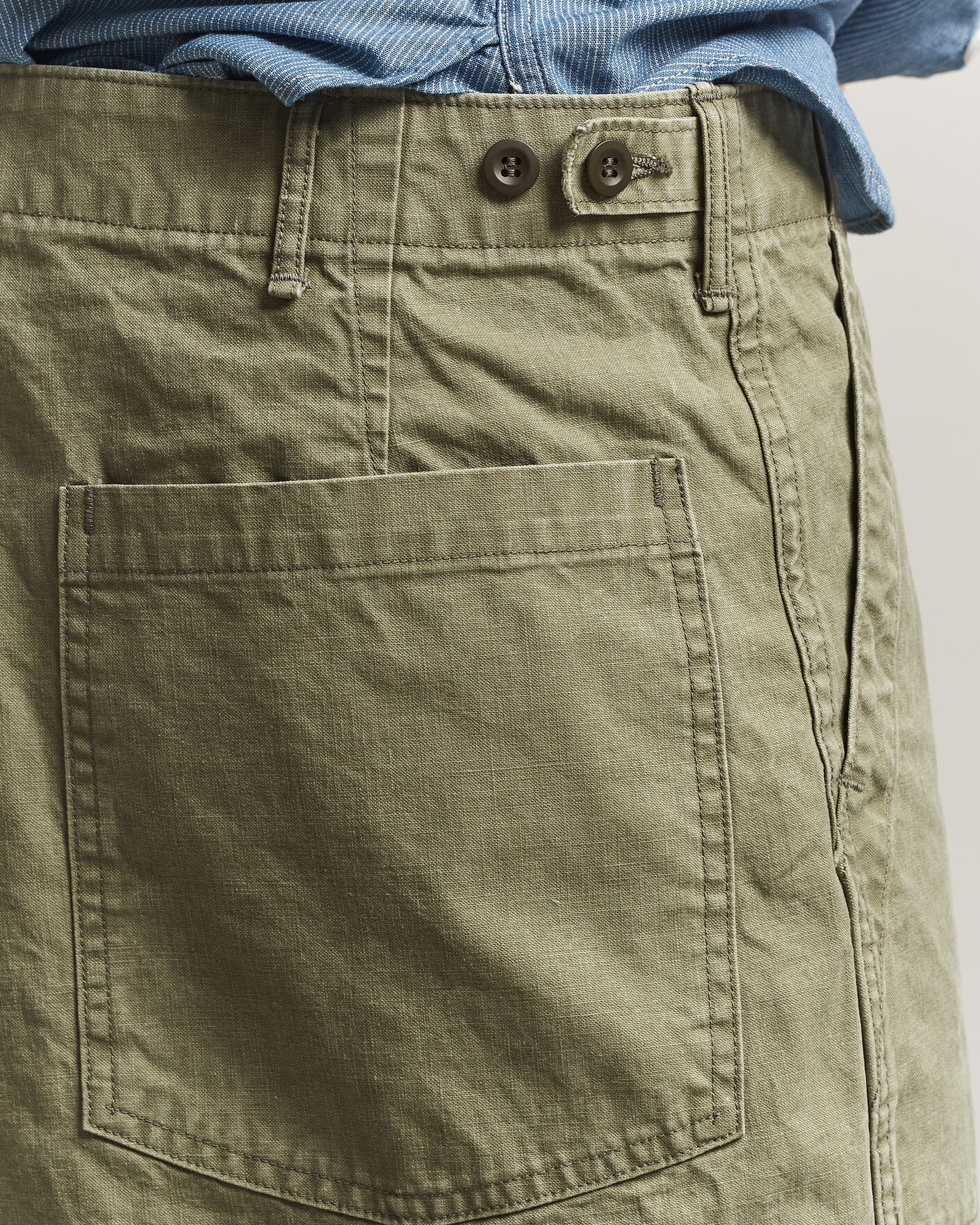Hombres | Pantalones cortos | orSlow | Summer Fatigue Shorts Washed Army Green