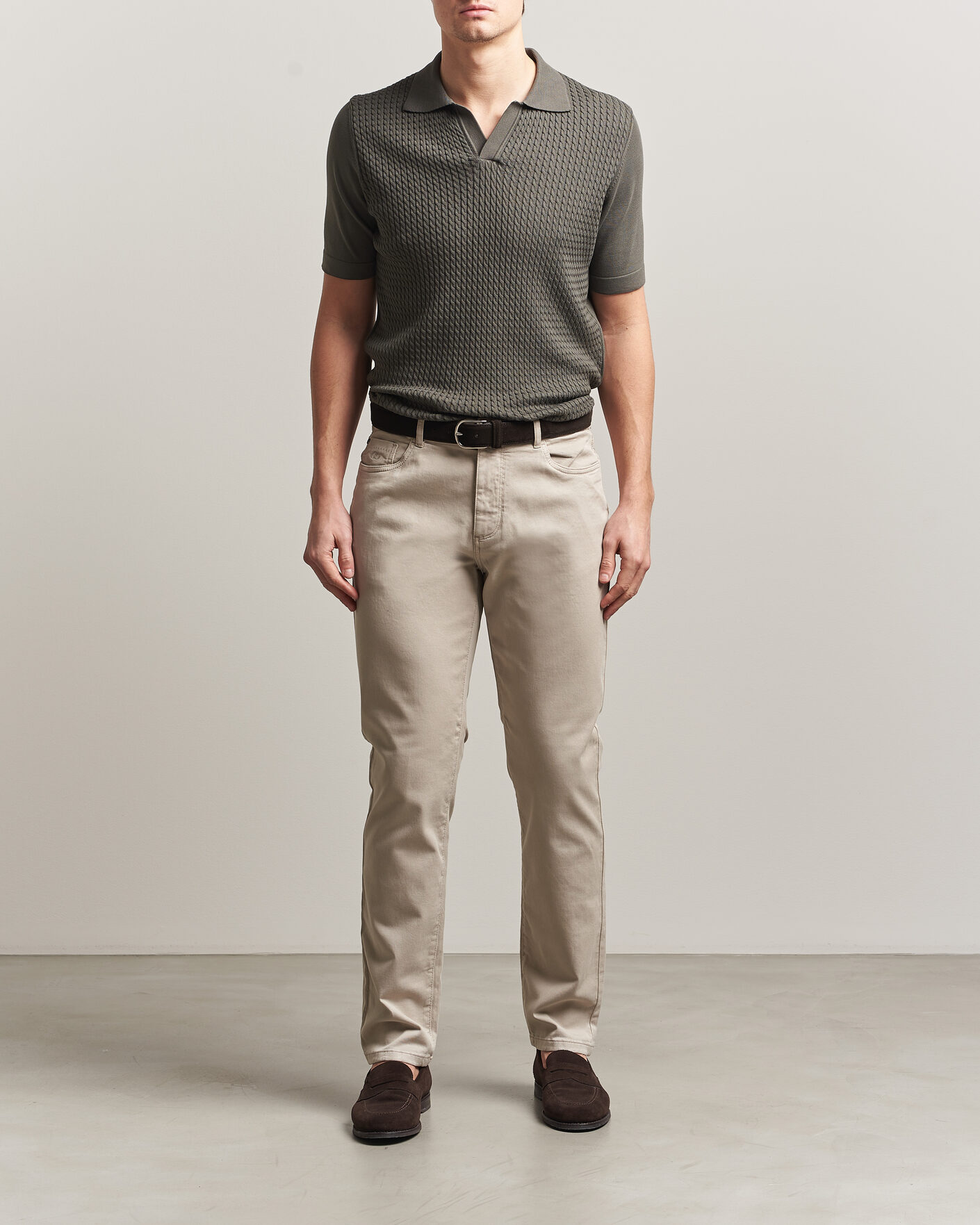 Hombres | Pantalones | Oscar Jacobson | Slim Fit 5-Pocket Chino Beige