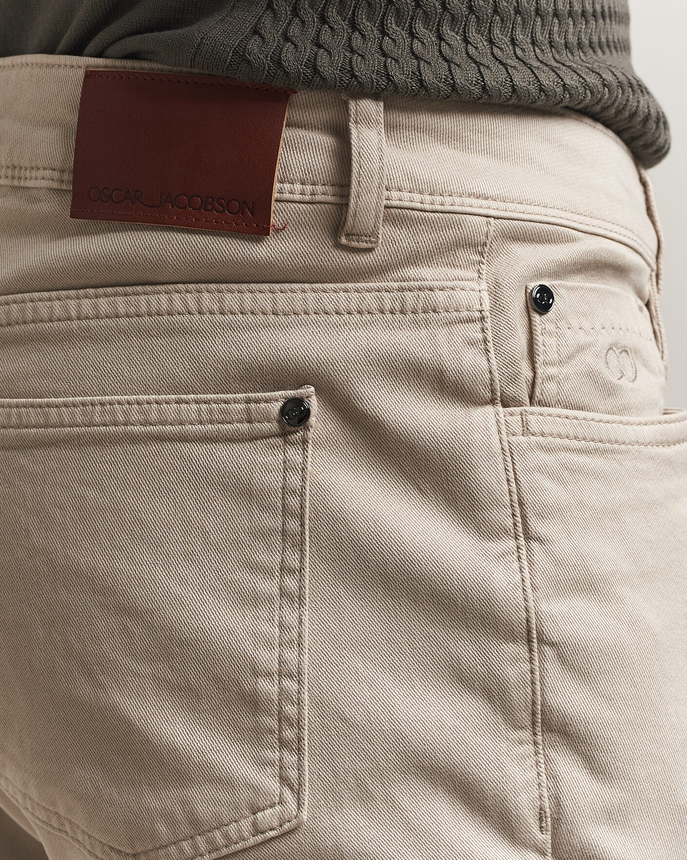 Hombres | Pantalones | Oscar Jacobson | Slim Fit 5-Pocket Chino Beige