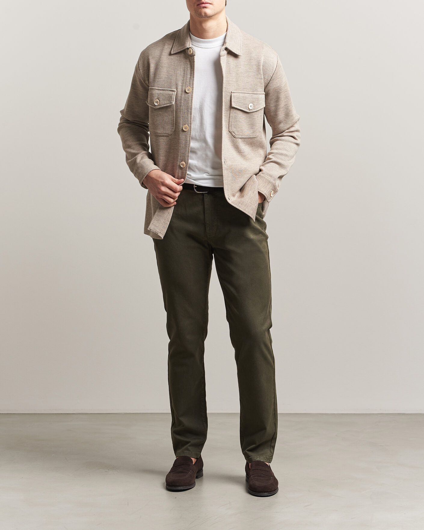 Hombres | Pantalones | Oscar Jacobson | Slim Fit 5-Pocket Chino Olive