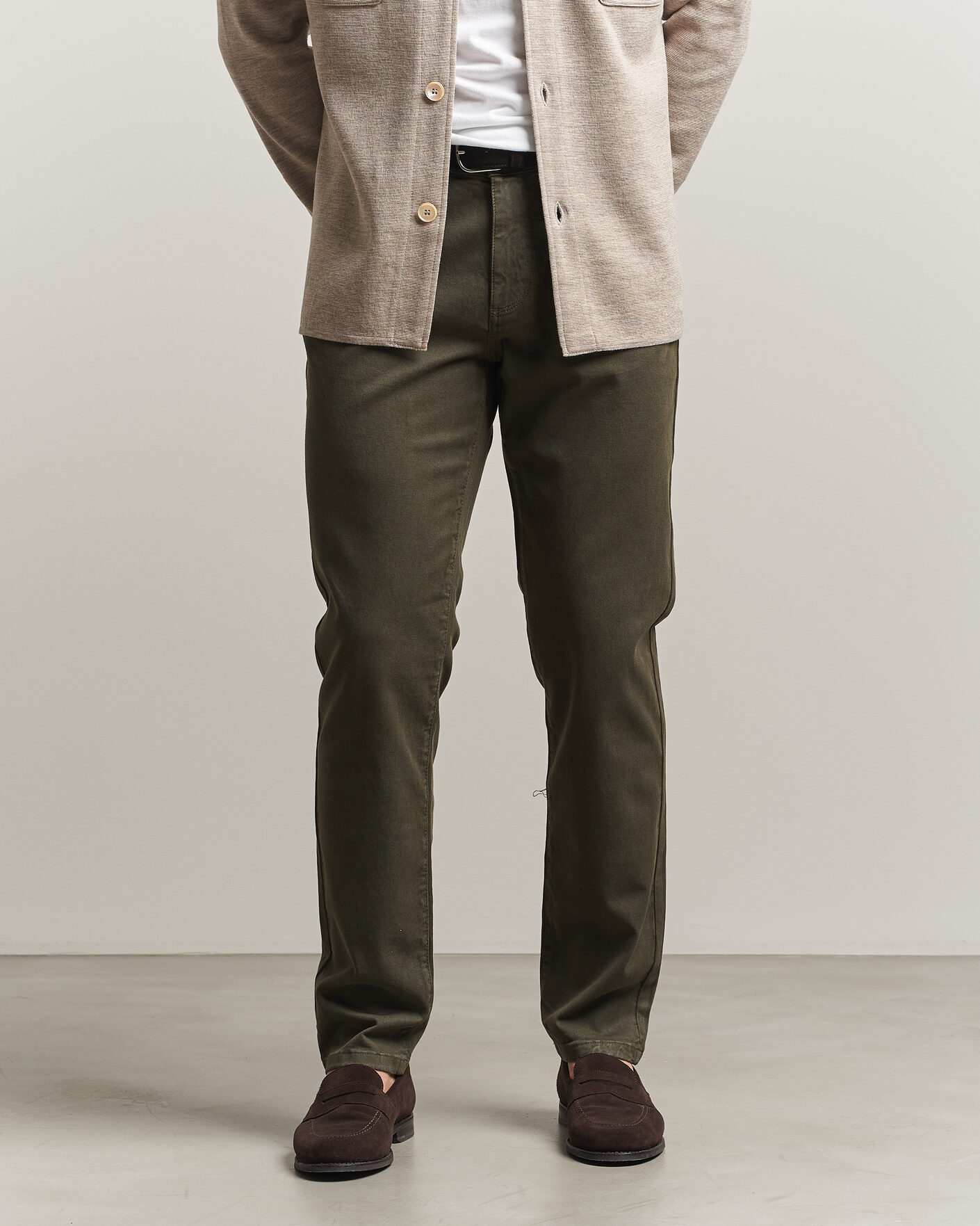 Hombres | Pantalones | Oscar Jacobson | Slim Fit 5-Pocket Chino Olive