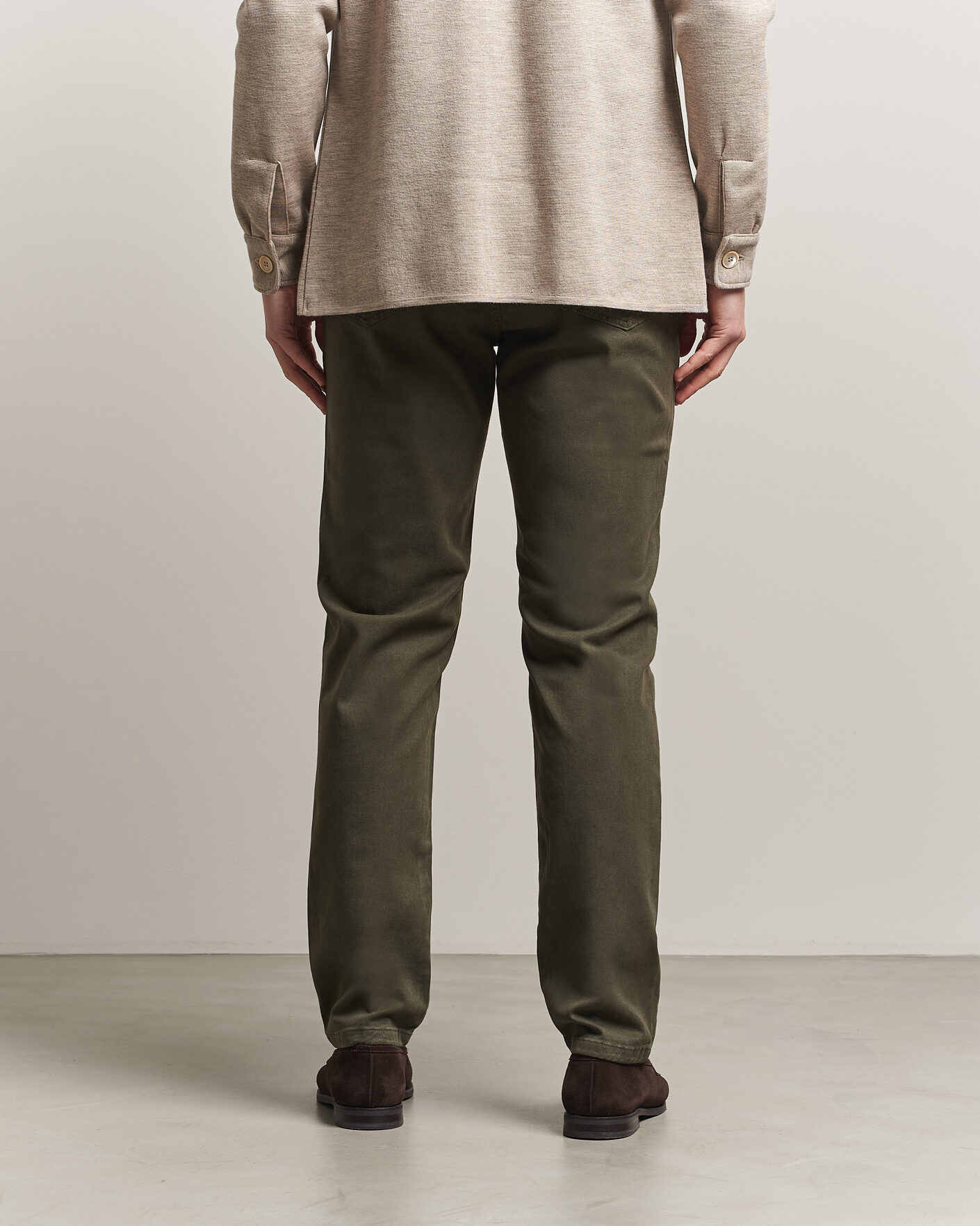 Hombres | Pantalones | Oscar Jacobson | Slim Fit 5-Pocket Chino Olive