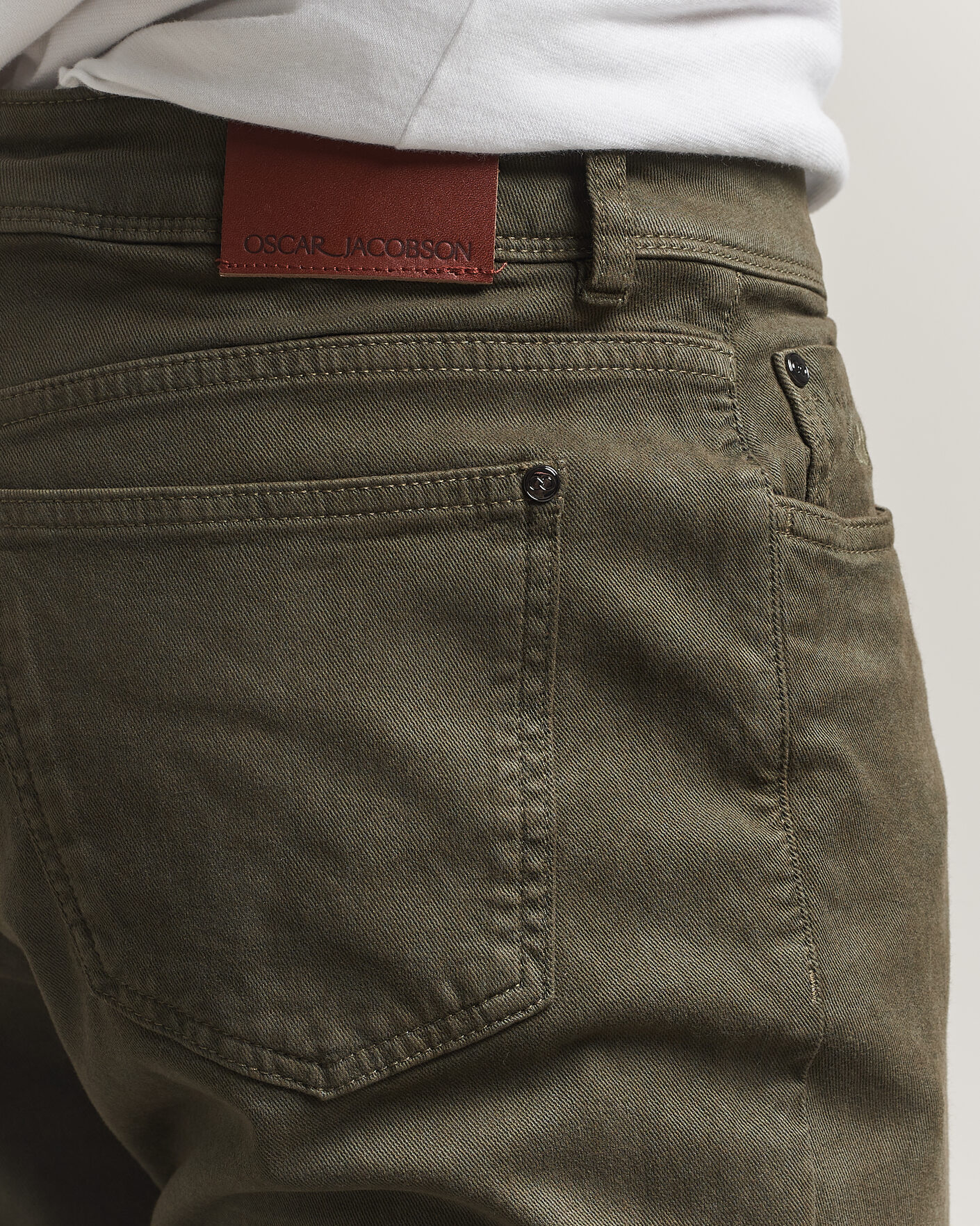 Hombres | Pantalones | Oscar Jacobson | Slim Fit 5-Pocket Chino Olive