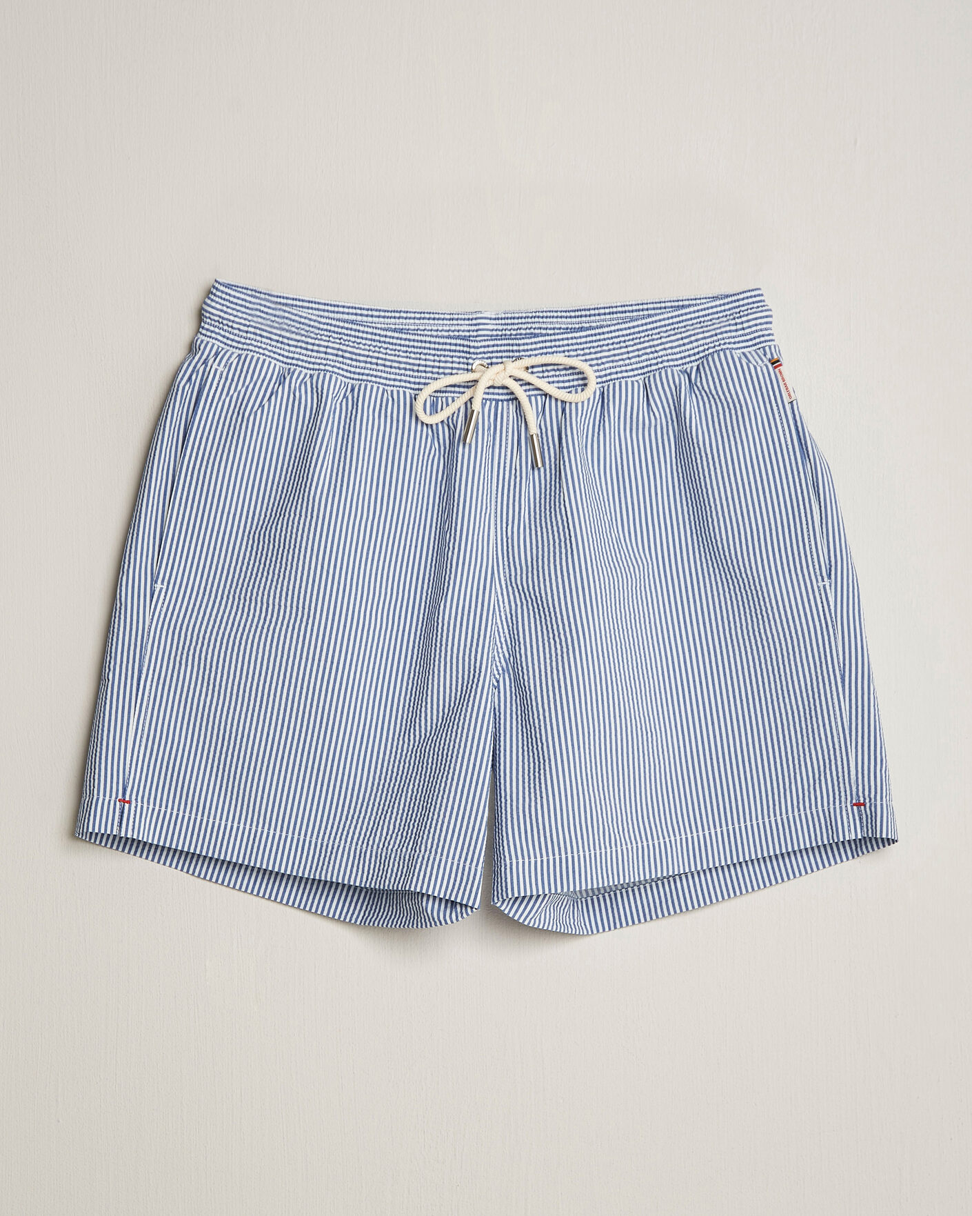 Hombres | Bañadores | Orlebar Brown | Boxer Seersucker Drawstring Swim Shorts Nova Blue