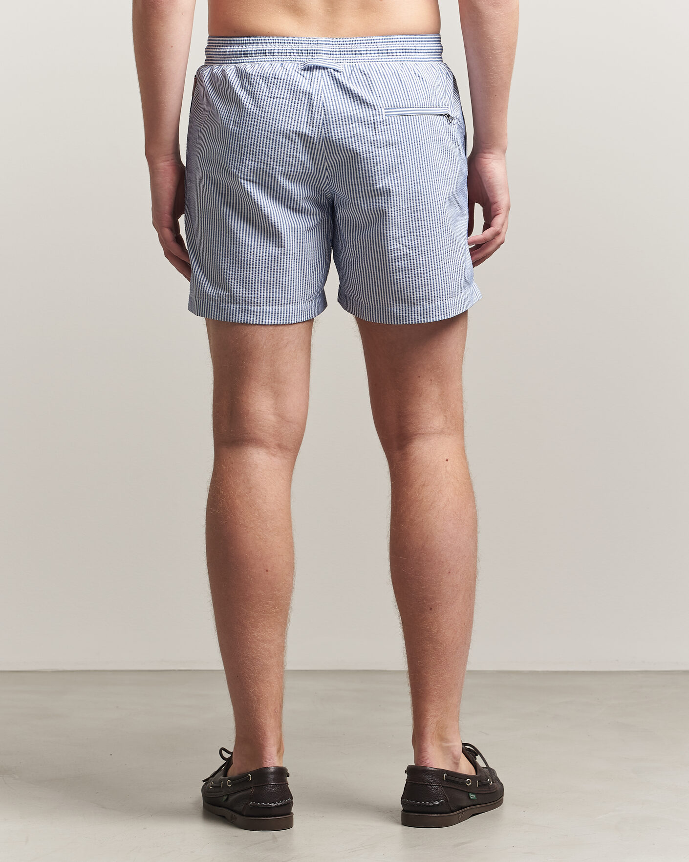 Hombres | Bañadores | Orlebar Brown | Boxer Seersucker Drawstring Swim Shorts Nova Blue