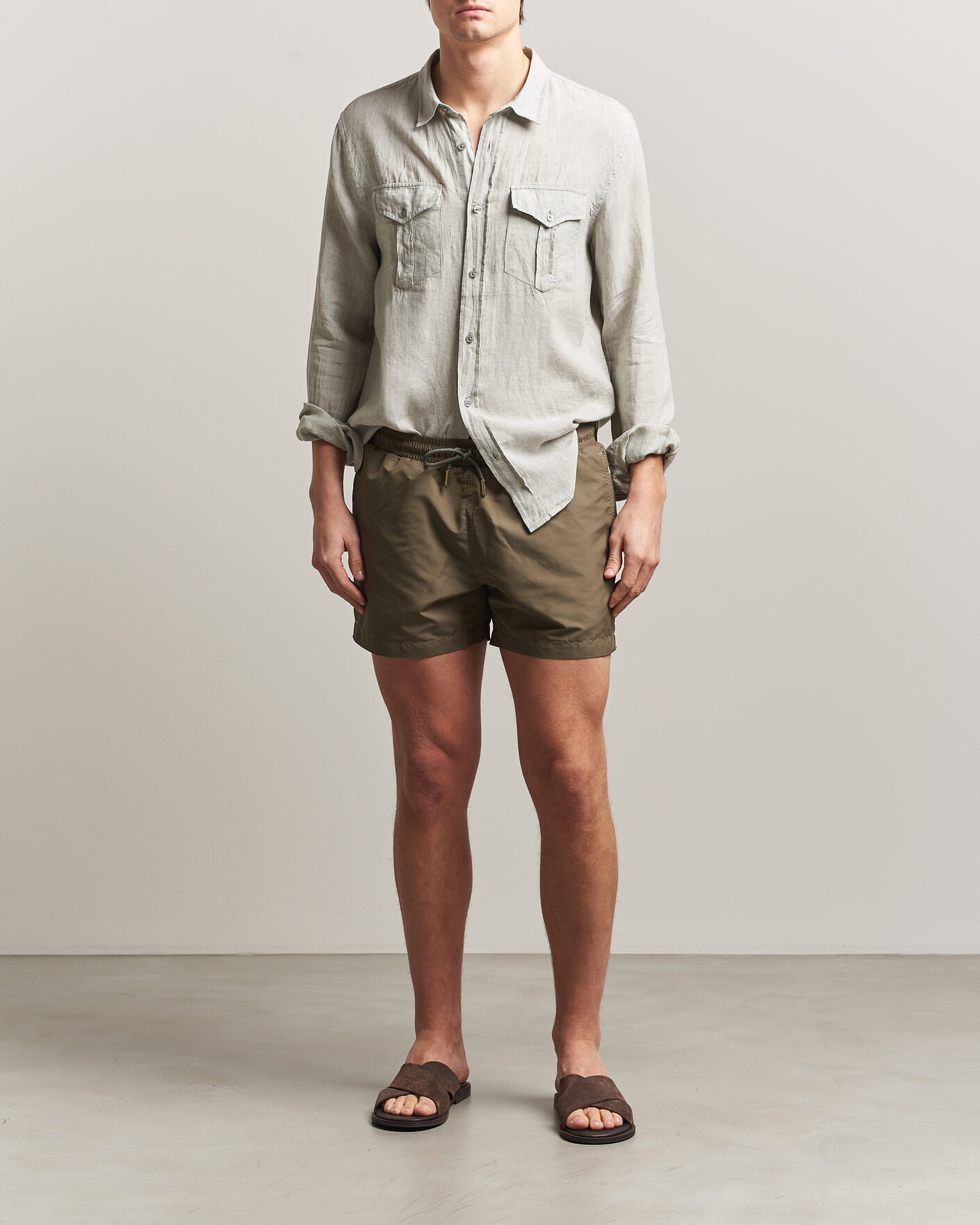 Hombres | Camisas | Orlebar Brown | Coleburn Linen Shirt Cliff Grey