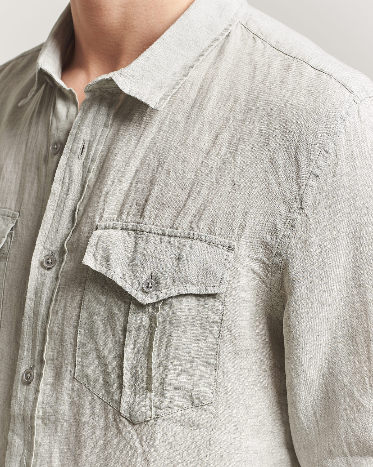 Hombres | Camisas | Orlebar Brown | Coleburn Linen Shirt Cliff Grey