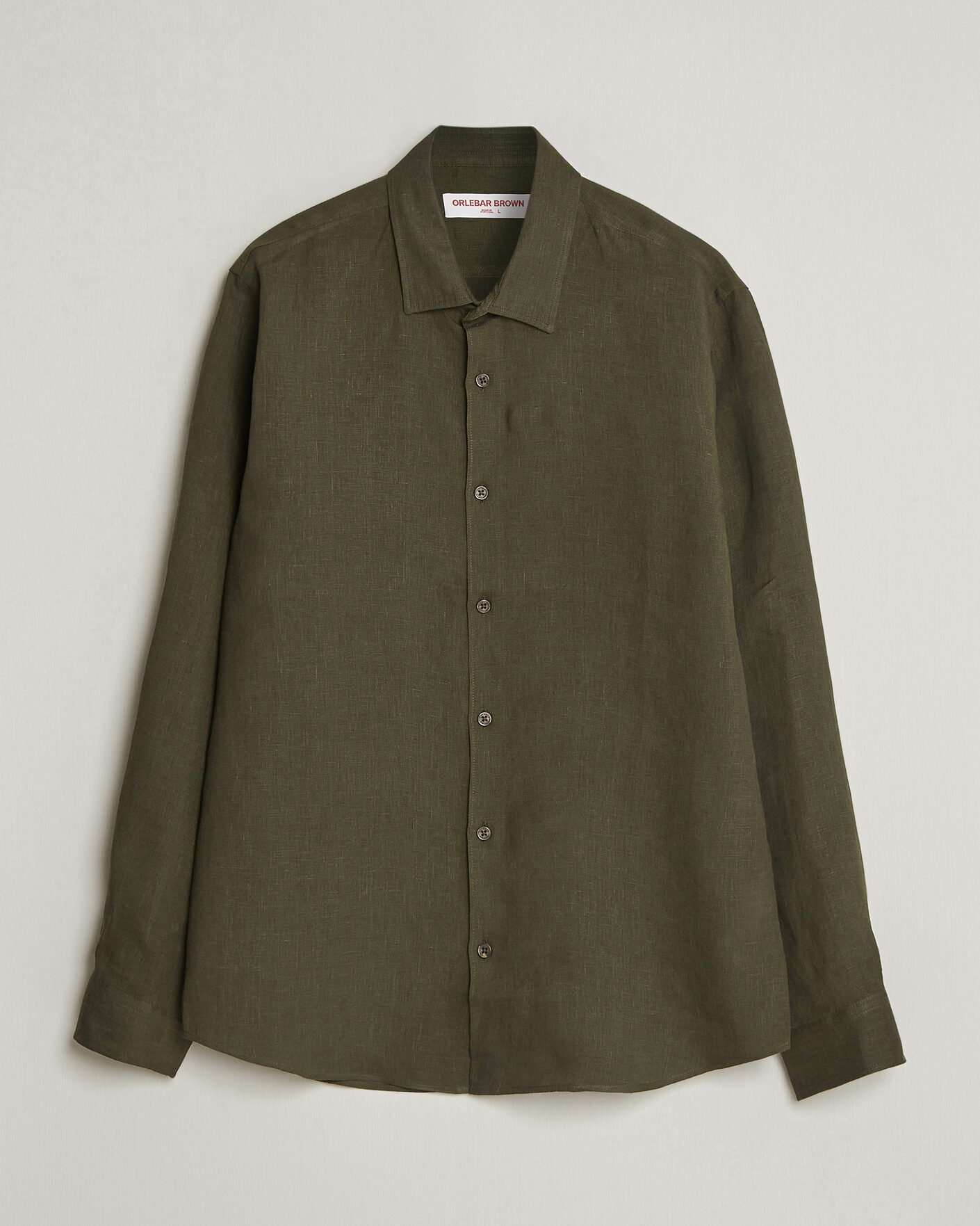 Hombres | Camisas | Orlebar Brown | Giles Linen Stiched Shirt Bayleaf Green