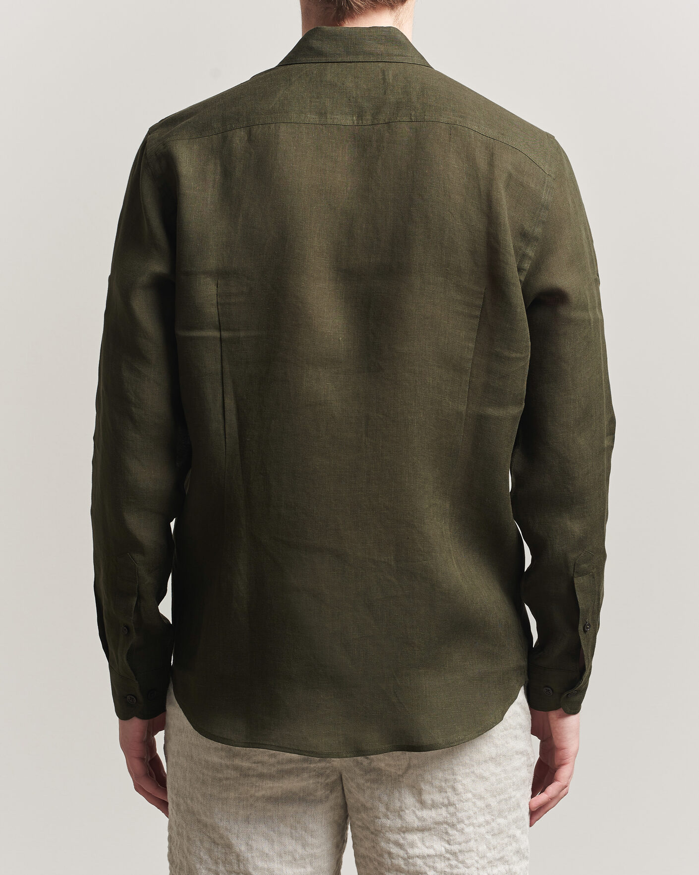 Hombres | Camisas | Orlebar Brown | Giles Linen Stiched Shirt Bayleaf Green