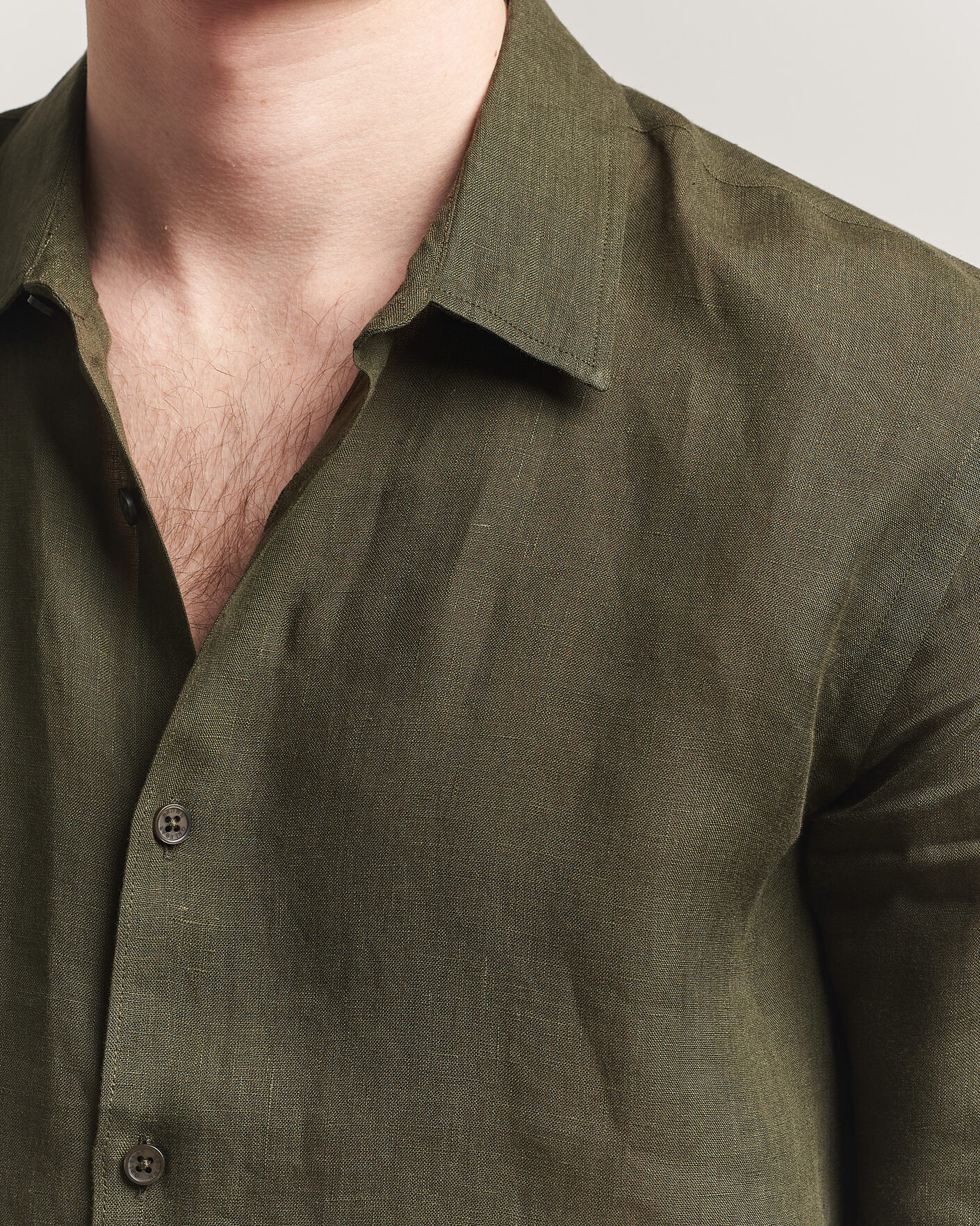 Hombres | Camisas | Orlebar Brown | Giles Linen Stiched Shirt Bayleaf Green