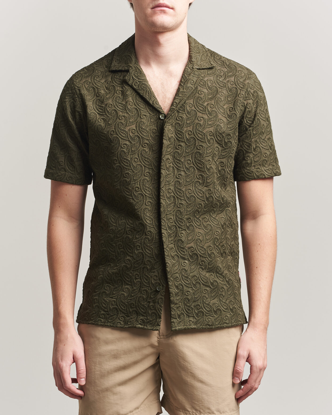 Hombres | Camisas | Orlebar Brown | Maitan Brodery Shirt Bayleaf Green
