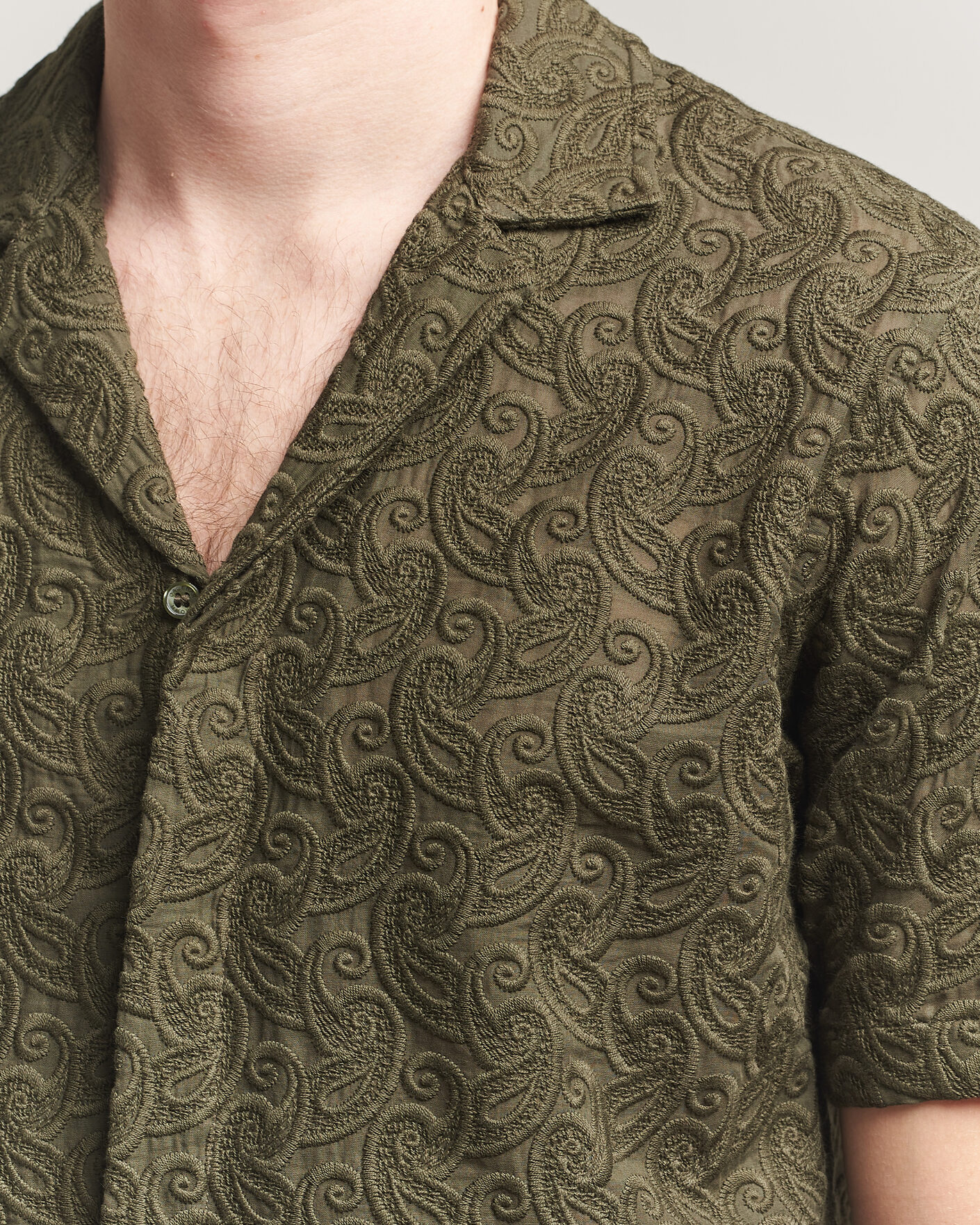 Hombres | Camisas | Orlebar Brown | Maitan Brodery Shirt Bayleaf Green