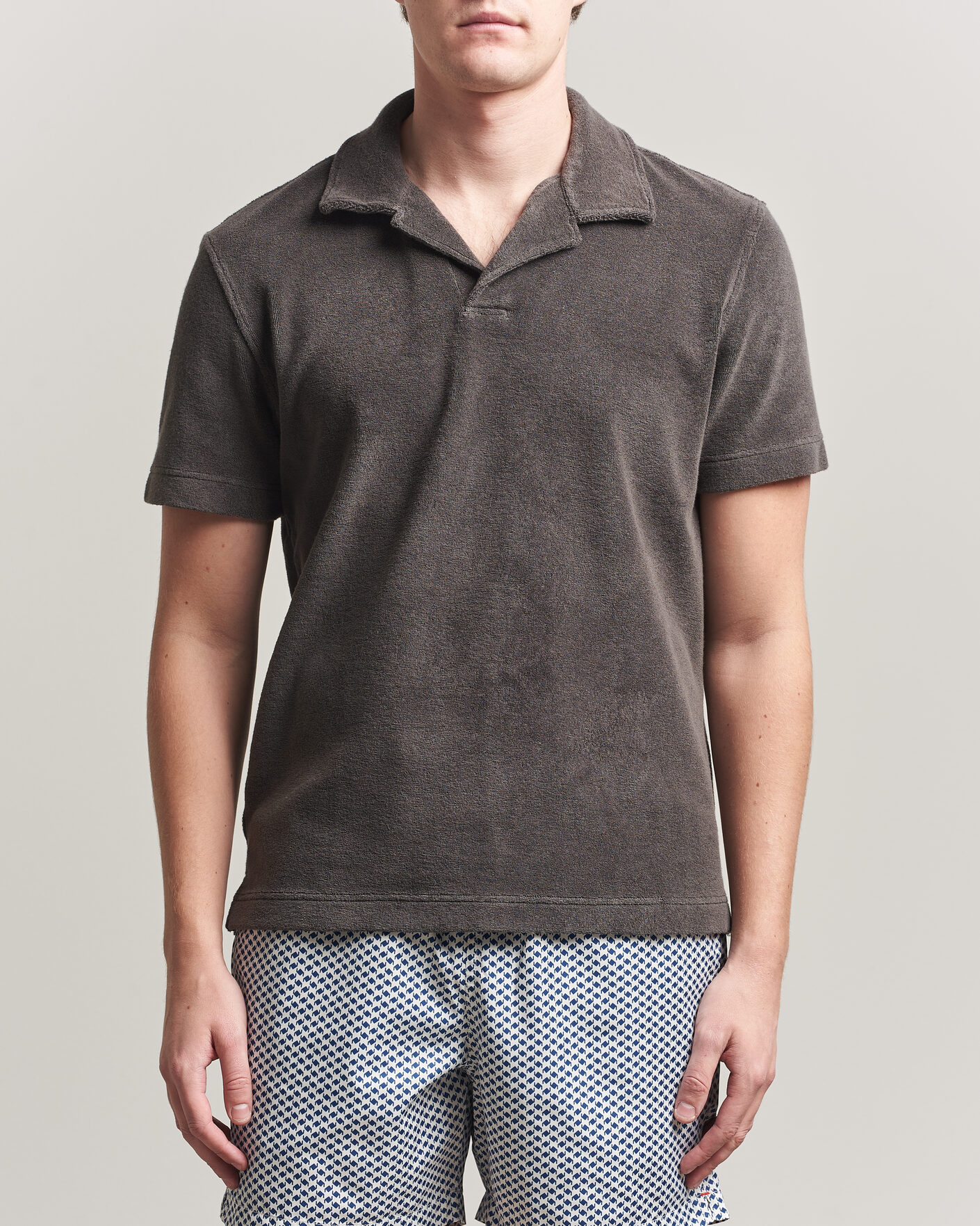 Hombres | Polos | Orlebar Brown | Terry Resort Polo Elephant Grey