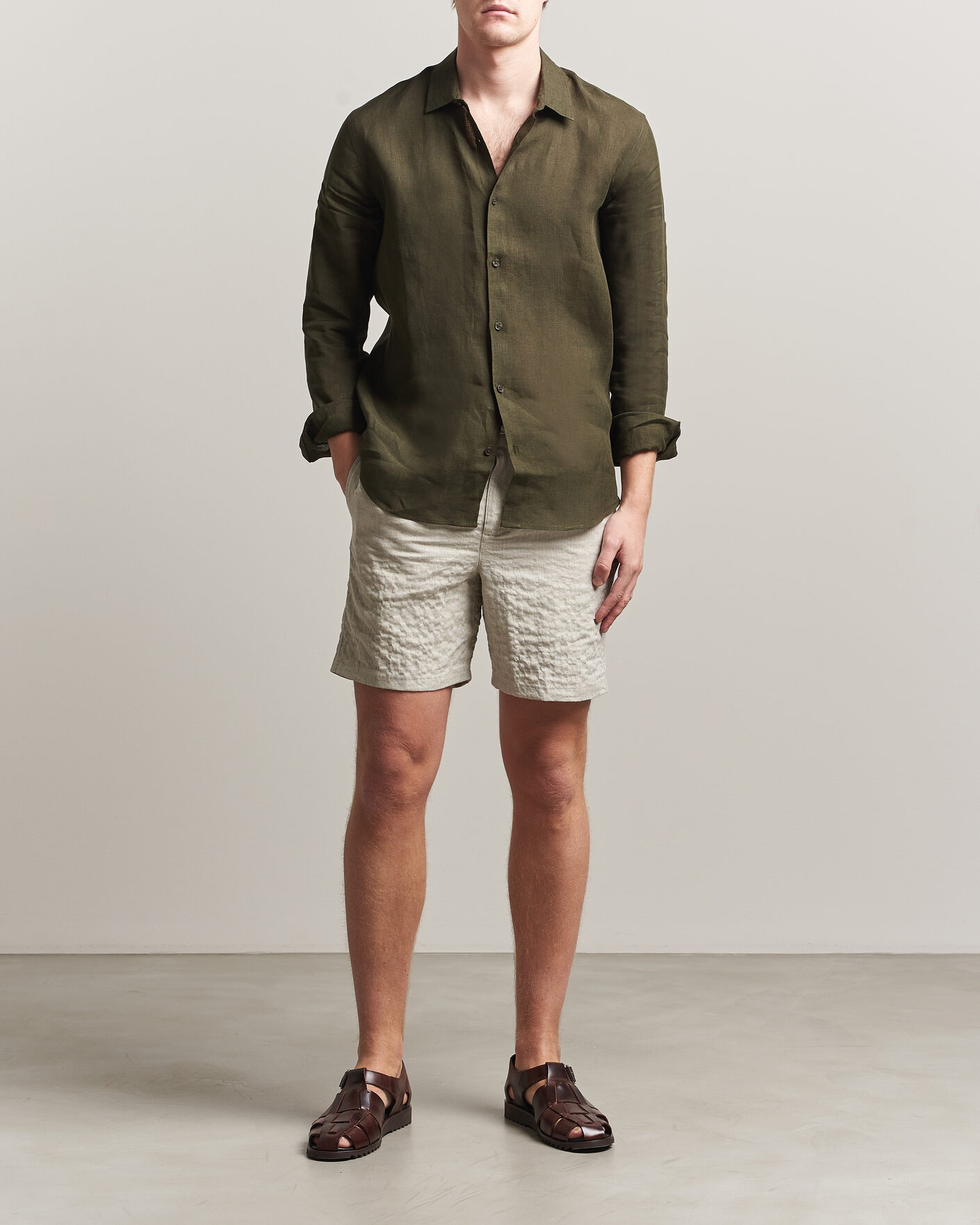 Hombres | Pantalones cortos | Orlebar Brown | Alex Sereno Herringbone Shorts Light Dijon