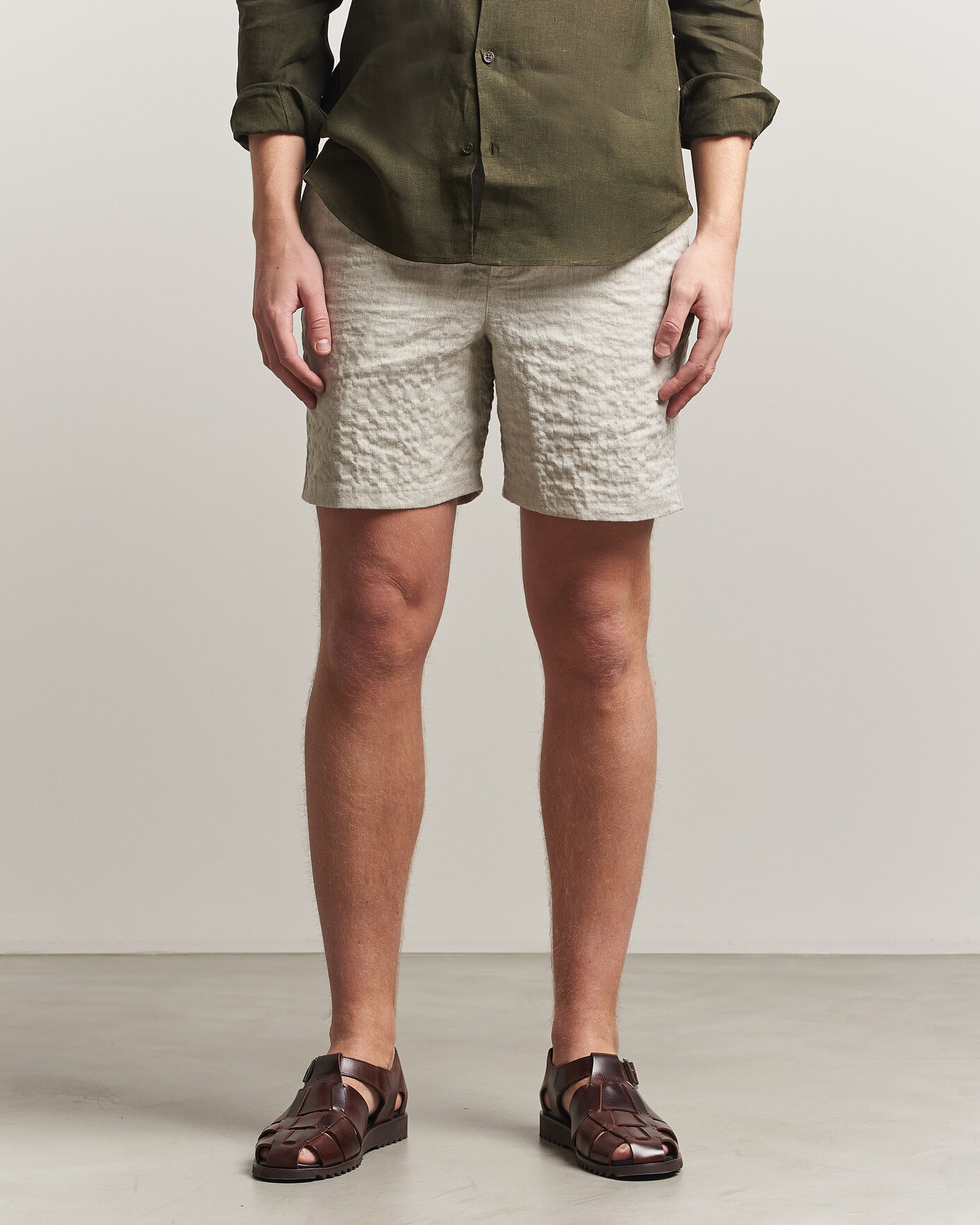 Hombres | Pantalones cortos | Orlebar Brown | Alex Sereno Herringbone Shorts Light Dijon