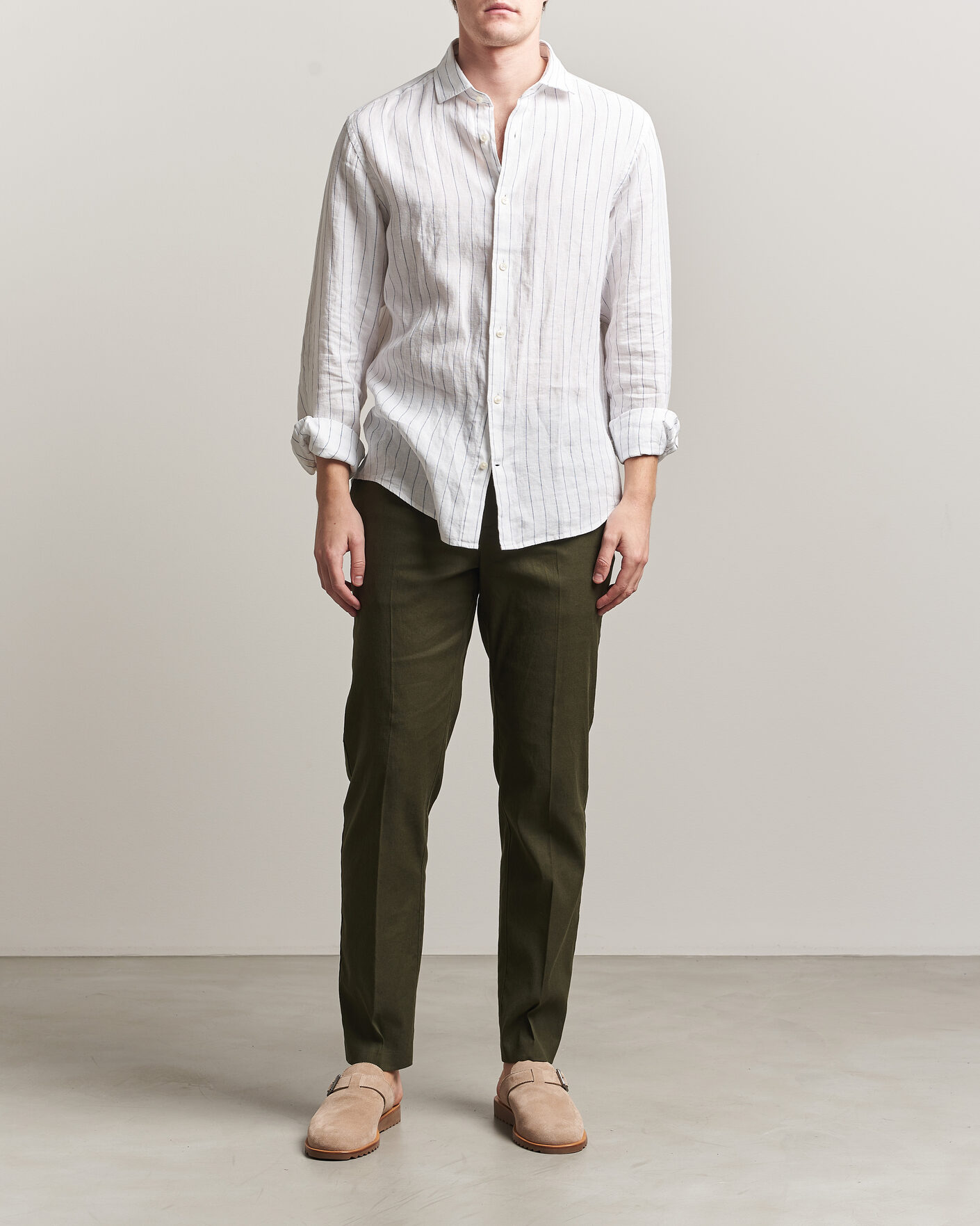 Hombres | Pantalones | Orlebar Brown | Ray Linen Pants Bayleaf Green