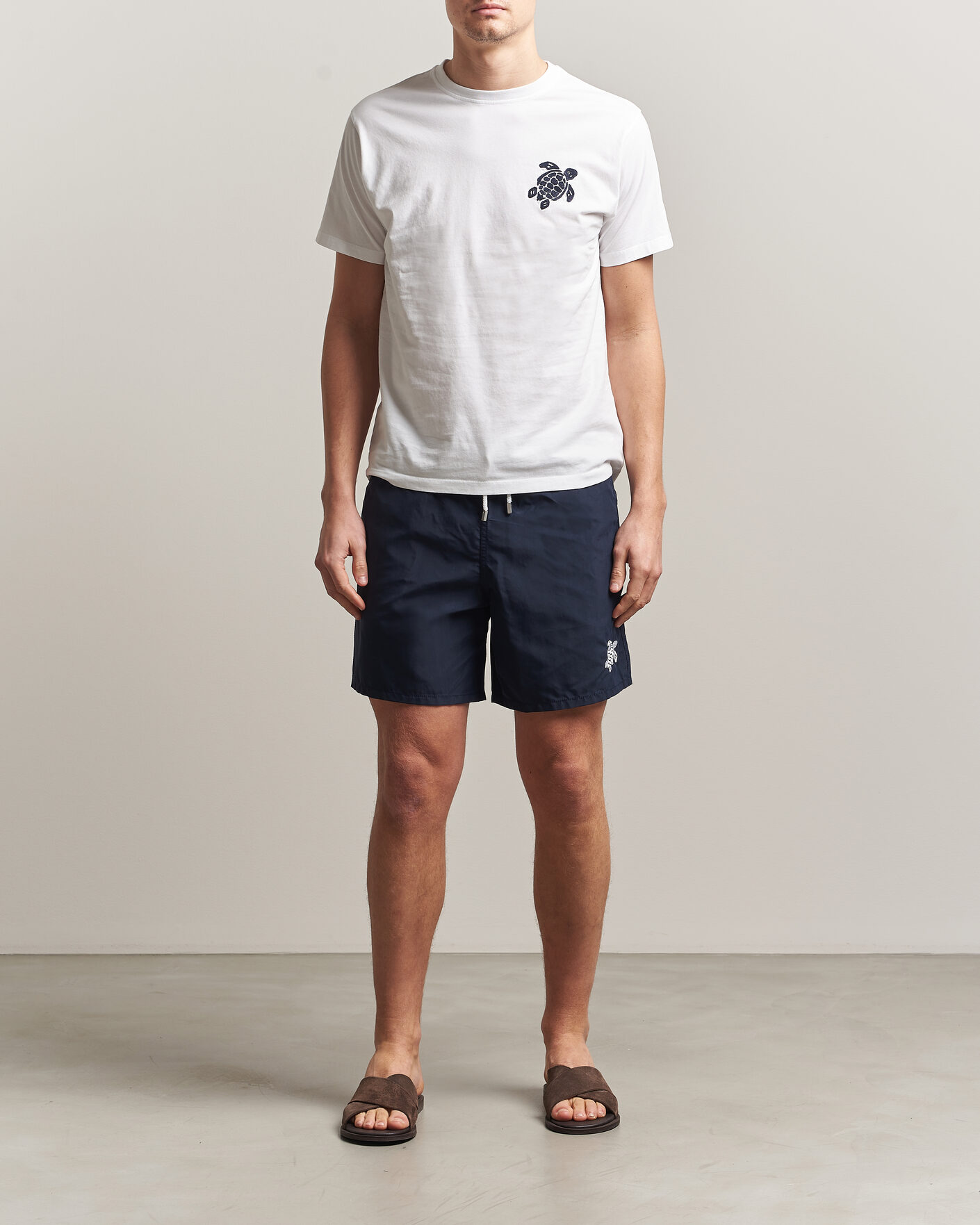 Hombres | Bañadores | Vilebrequin | Moka Swimshorts Marine/Blanc