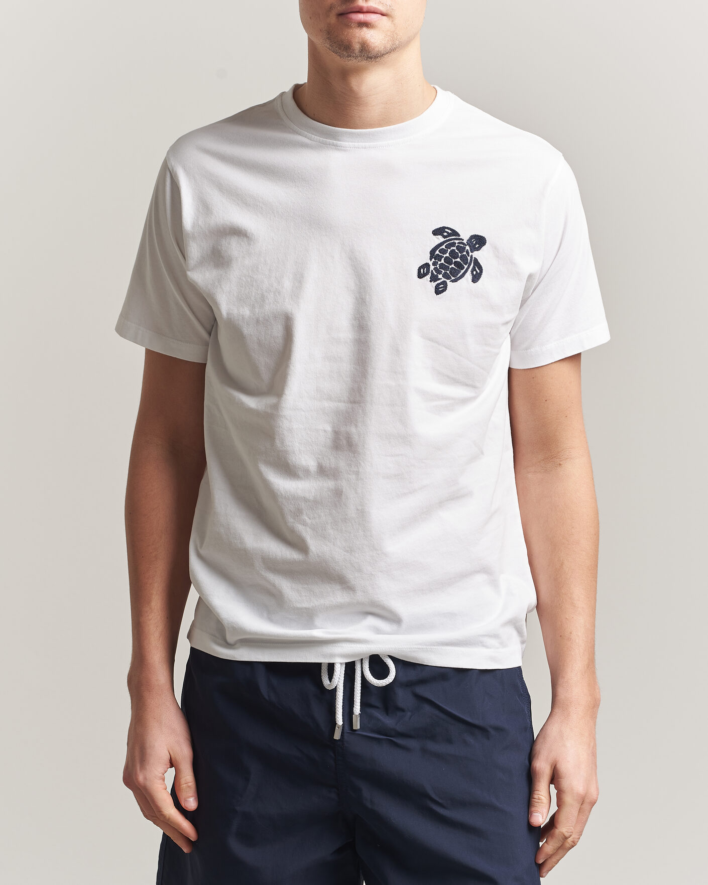 Hombres | Camisetas | Vilebrequin | Embroidered Crew Neck T-Shirt Blanc