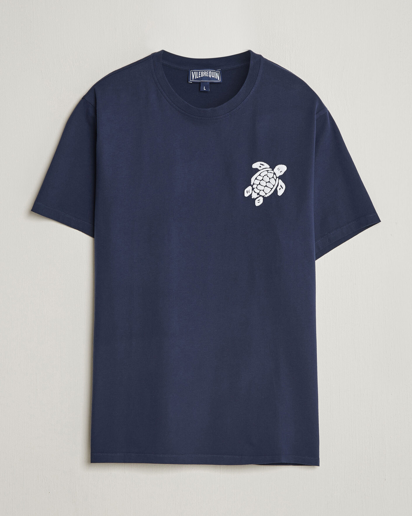 Hombres | Camisetas | Vilebrequin | Embroidered Crew Neck T-Shirt Bleu Marine