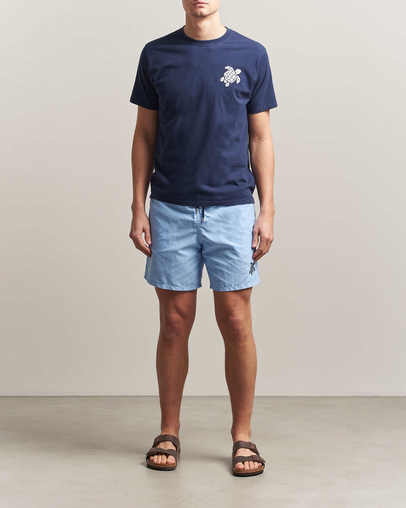 Hombres | Camisetas | Vilebrequin | Embroidered Crew Neck T-Shirt Bleu Marine
