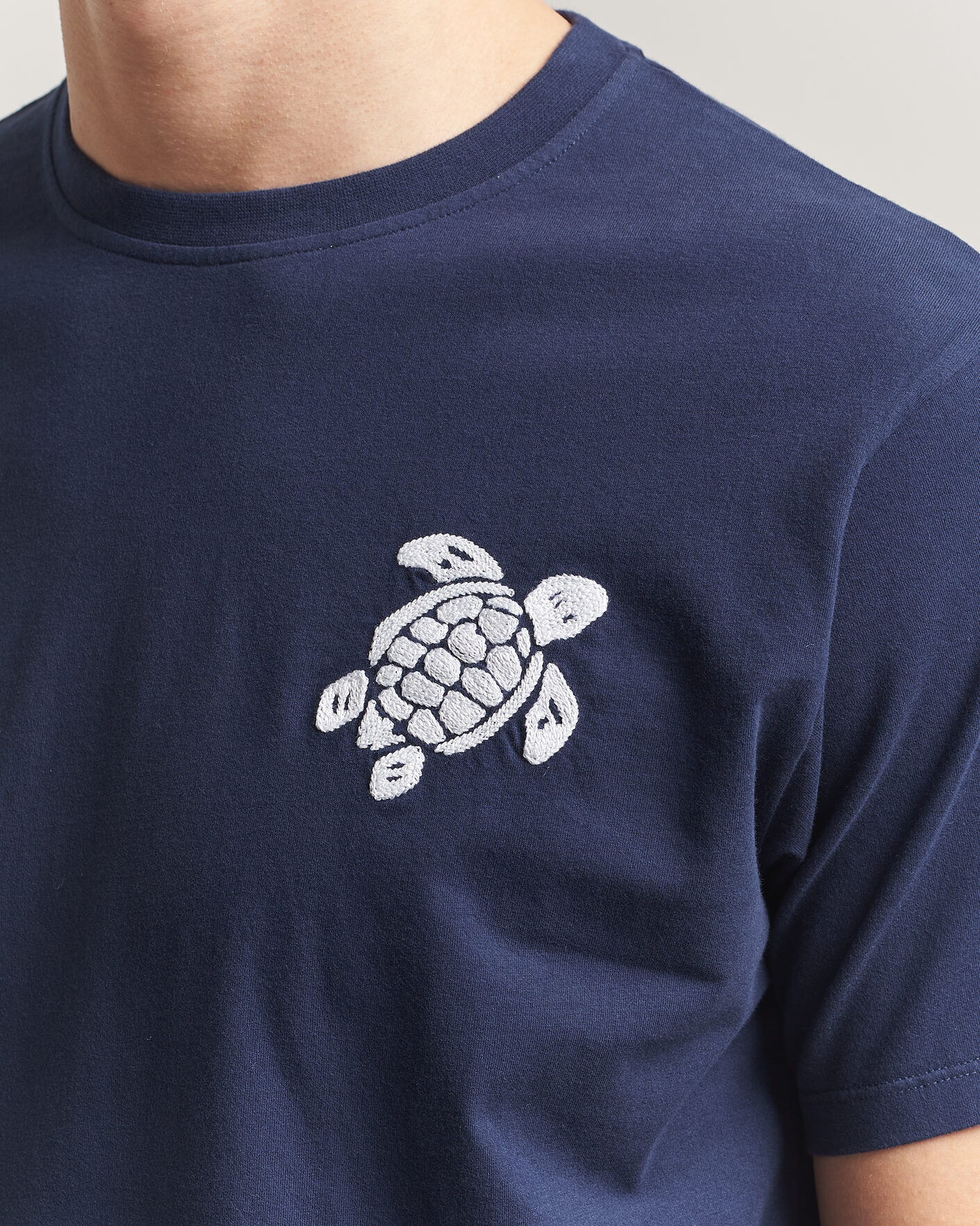 Hombres | Camisetas | Vilebrequin | Embroidered Crew Neck T-Shirt Bleu Marine
