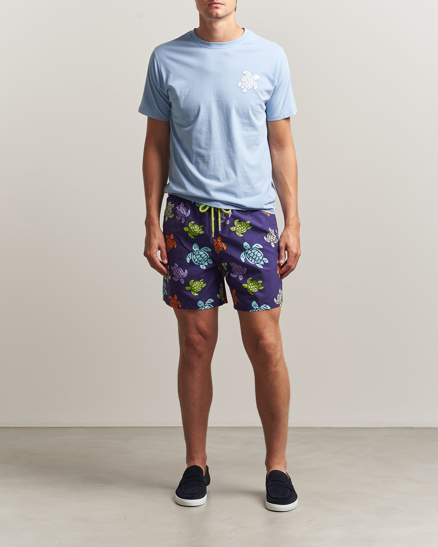 Hombres | Camisetas | Vilebrequin | Printed Crew Neck T-Shirt Cloudy Blue