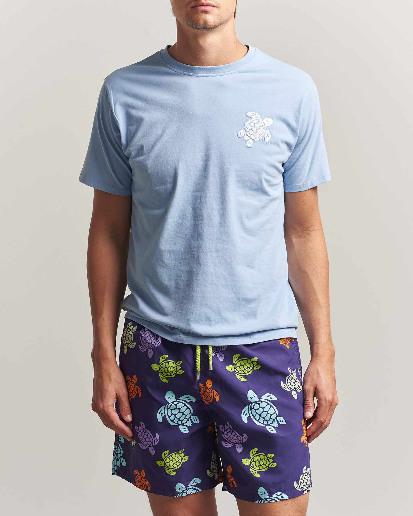 Hombres | Camisetas | Vilebrequin | Printed Crew Neck T-Shirt Cloudy Blue