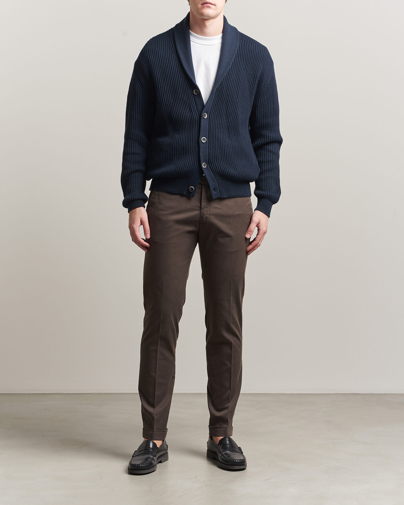 Hombres | Pantalones | Briglia 1949 | Slim Fit Cotton Chinos Brown