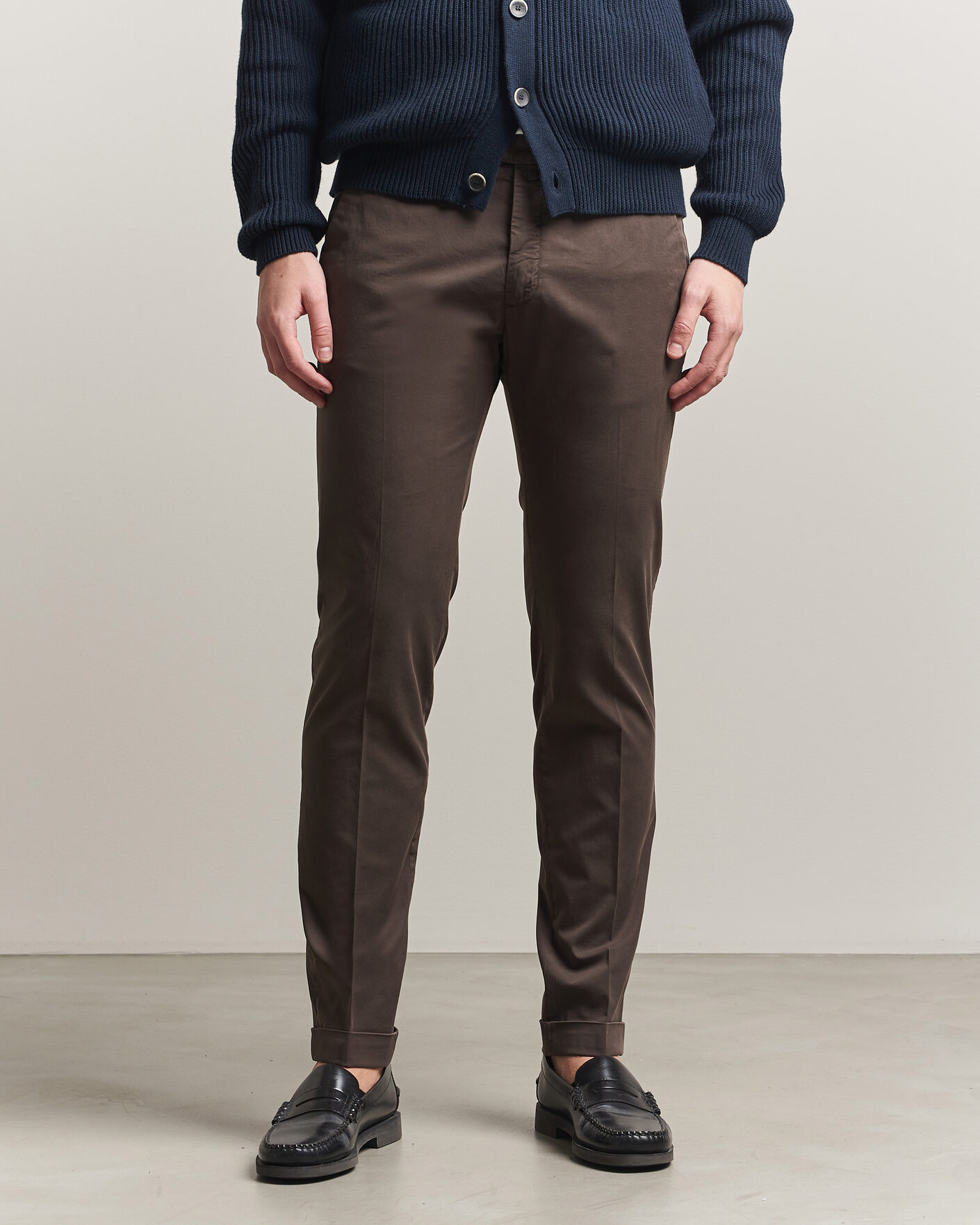 Hombres | Pantalones | Briglia 1949 | Slim Fit Cotton Chinos Brown