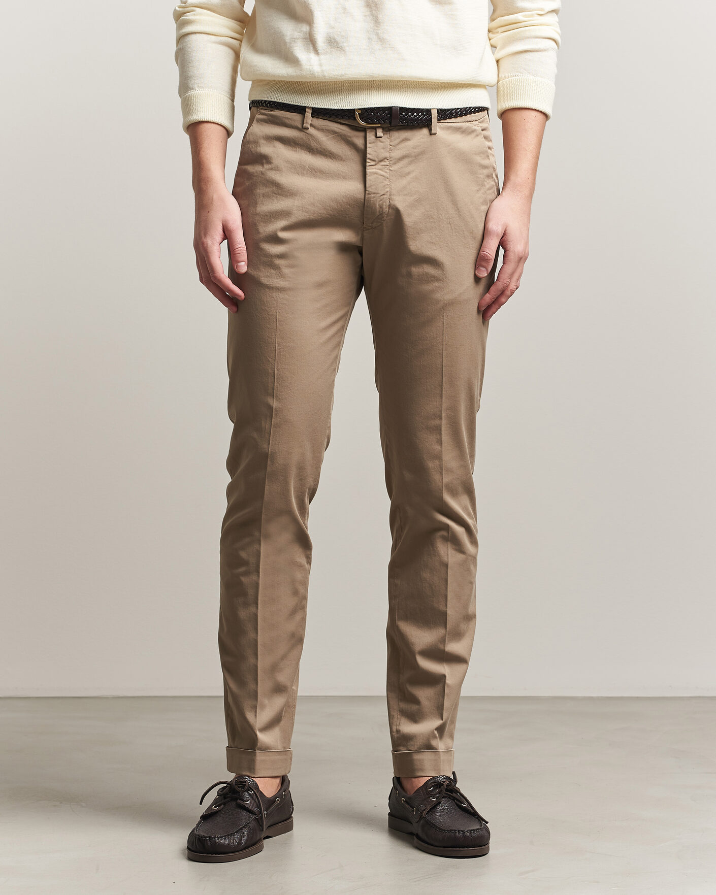 Hombres | Pantalones | Briglia 1949 | Slim Fit Cotton Chinos Taupe