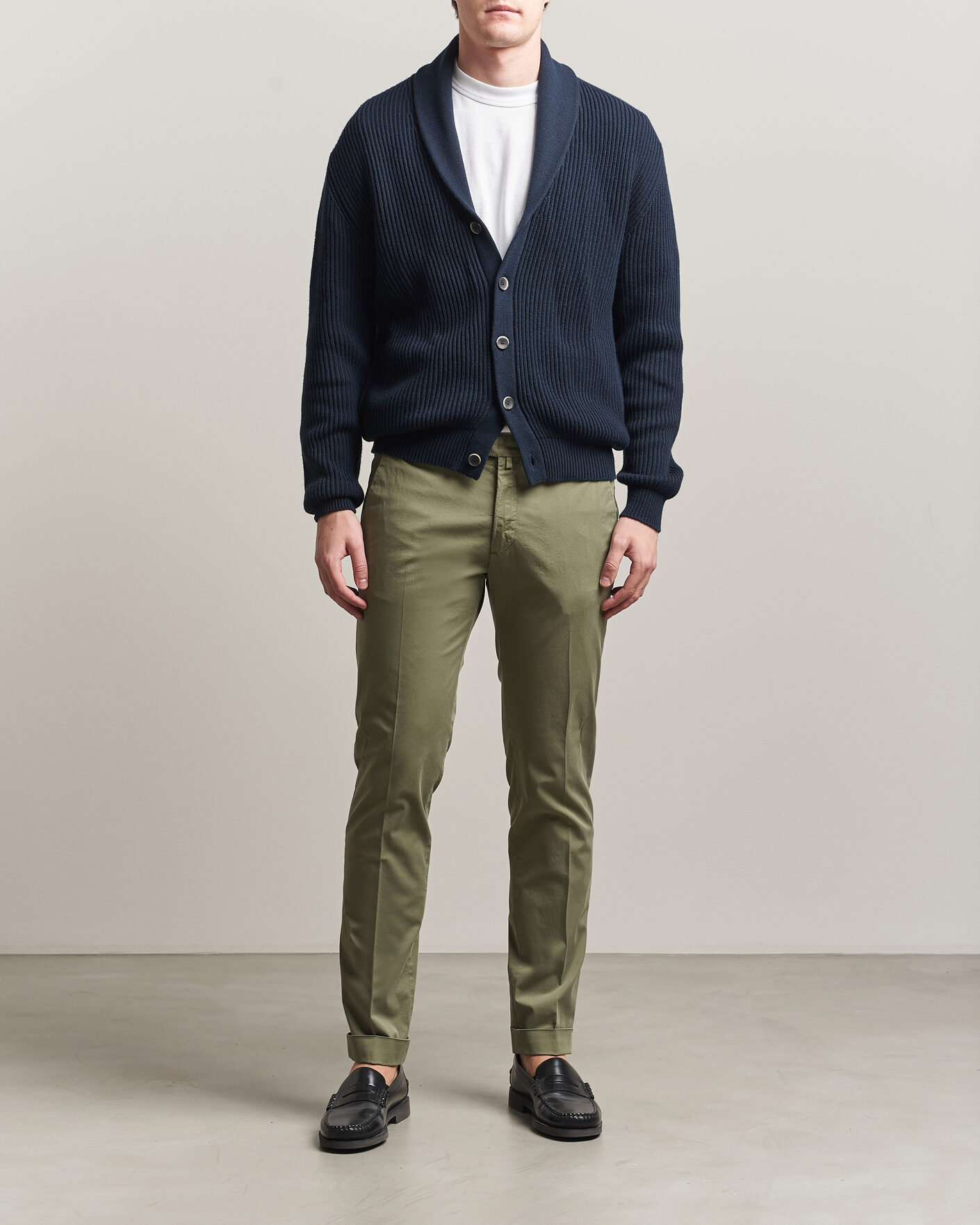 Hombres | Pantalones | Briglia 1949 | Slim Fit Cotton Chinos Olive