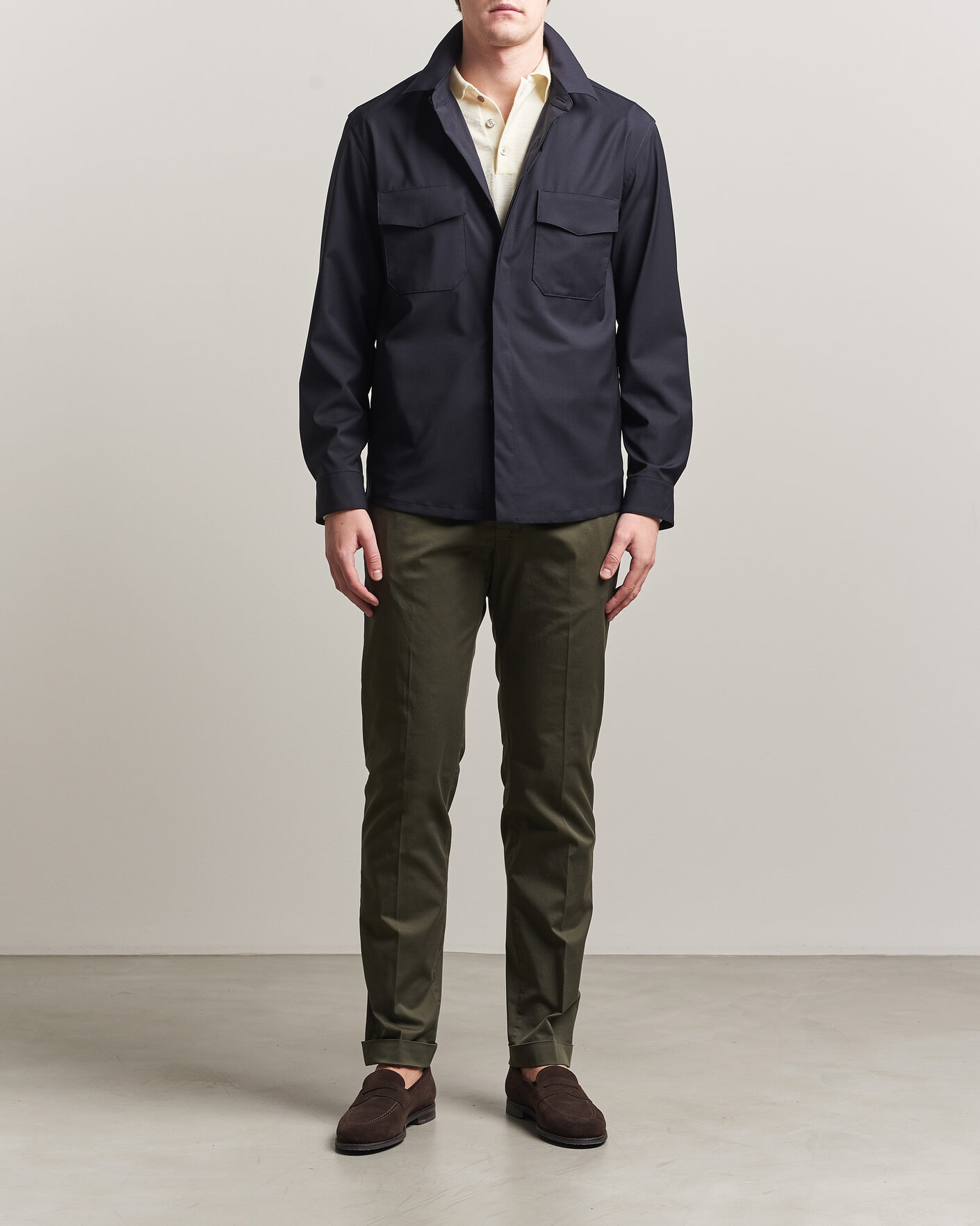 Hombres | Pantalones | Briglia 1949 | Slim Fit Cotton Chinos Dark Green