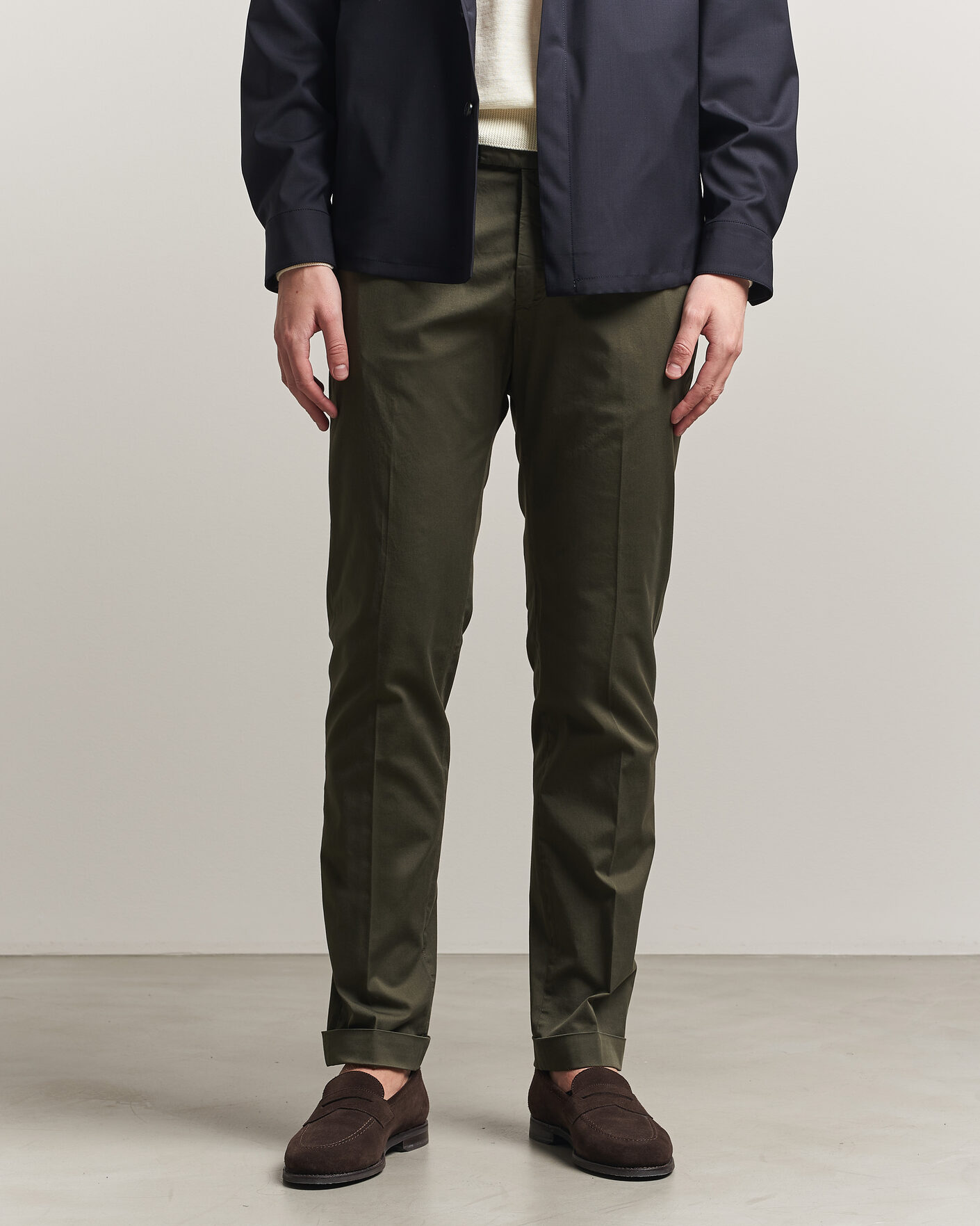 Hombres | Pantalones | Briglia 1949 | Slim Fit Cotton Chinos Dark Green