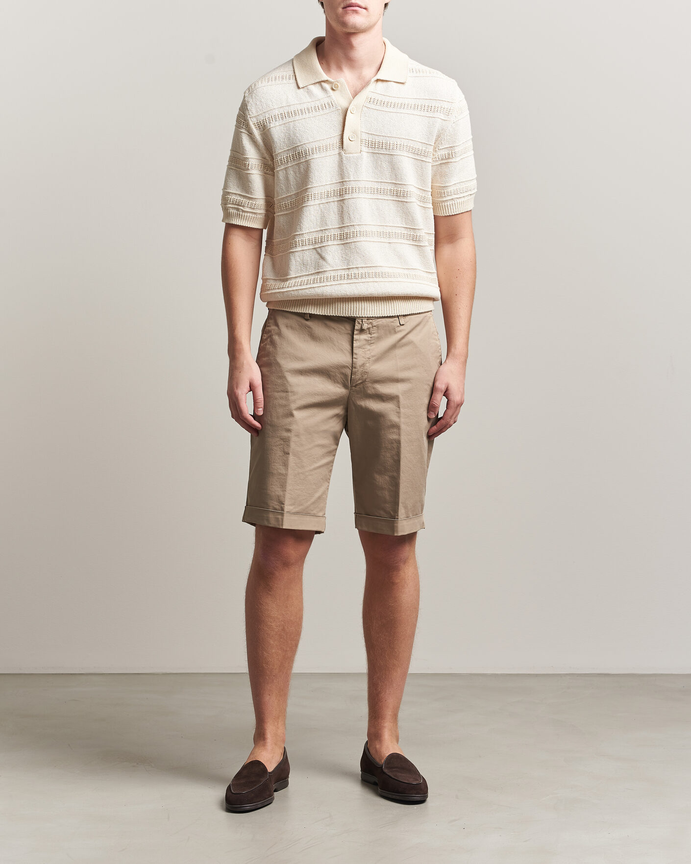 Hombres | Pantalones cortos | Briglia 1949 | Cotton Stretch Shorts Taupe