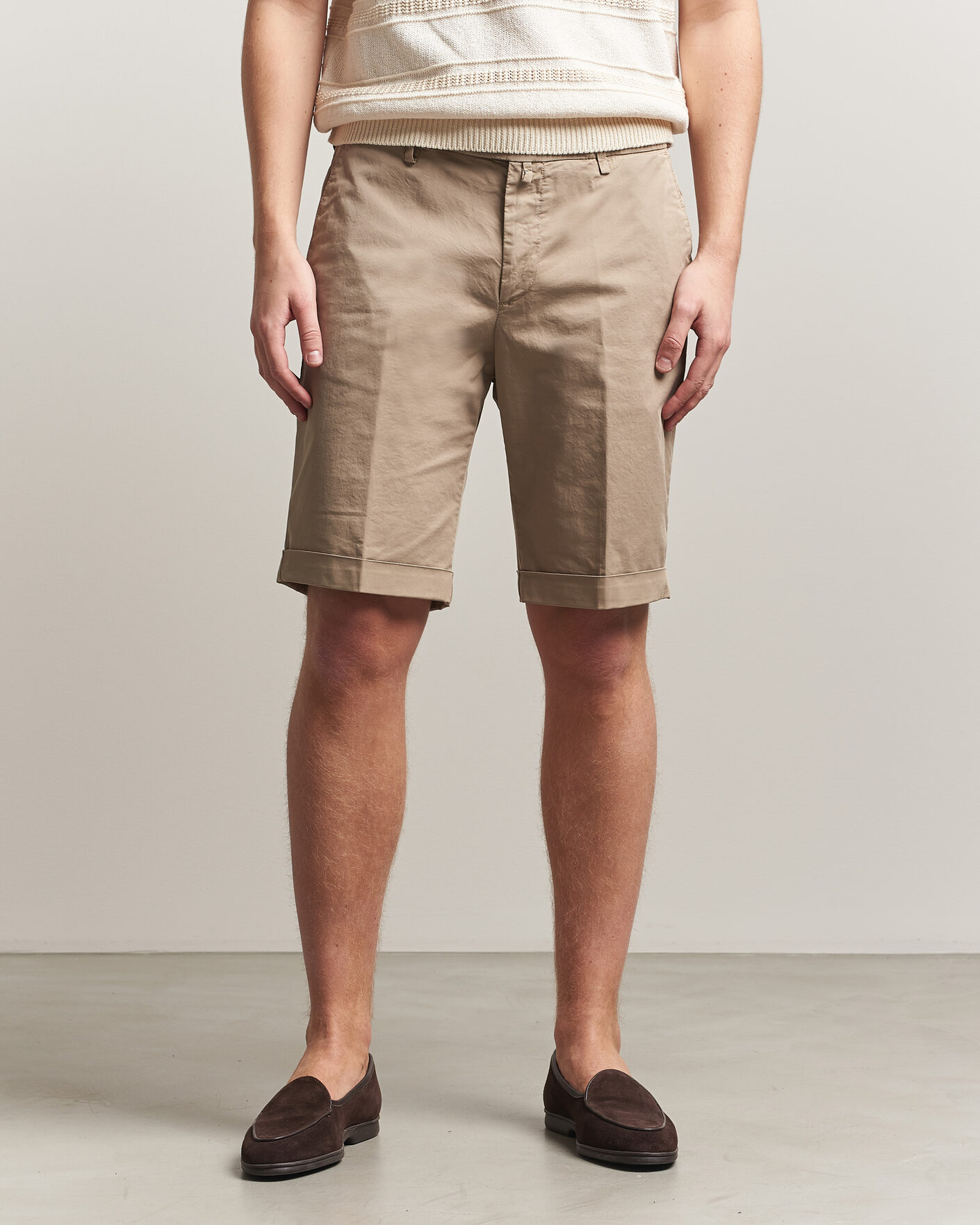 Hombres | Pantalones cortos | Briglia 1949 | Cotton Stretch Shorts Taupe