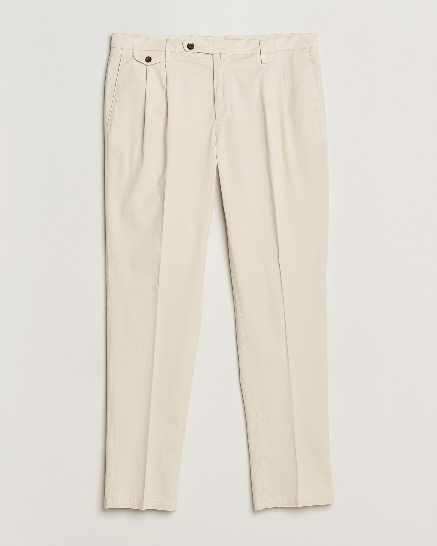 Hombres | Pantalones | Briglia 1949 | Easy Fit Pleated Cotton Stretch Chino Cream