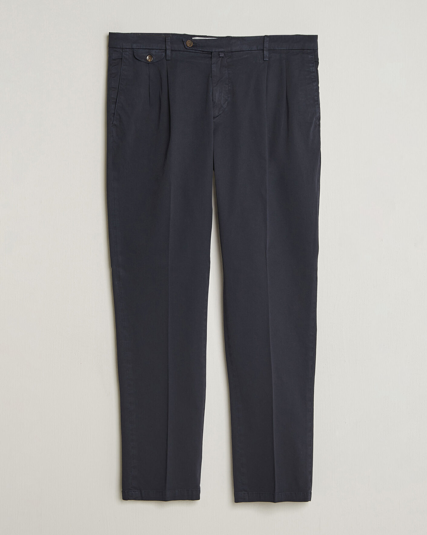 Hombres | Pantalones | Briglia 1949 | Easy Fit Pleated Cotton Stretch Chino Navy