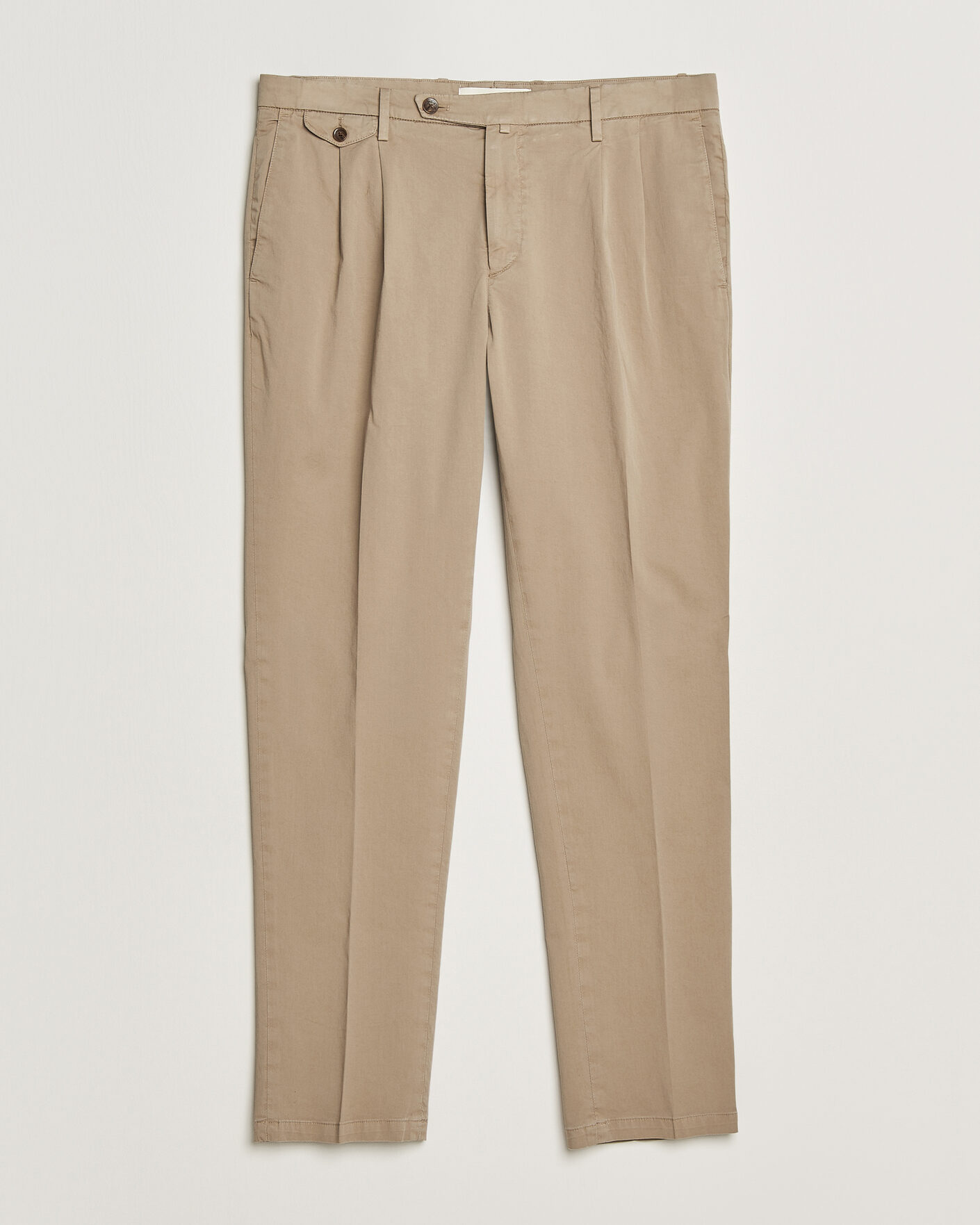 Hombres | Pantalones | Briglia 1949 | Easy Fit Pleated Cotton Stretch Chino Taupe