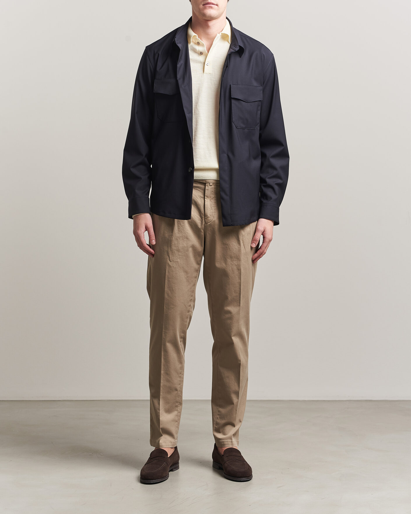 Hombres | Pantalones | Briglia 1949 | Easy Fit Pleated Cotton Stretch Chino Taupe