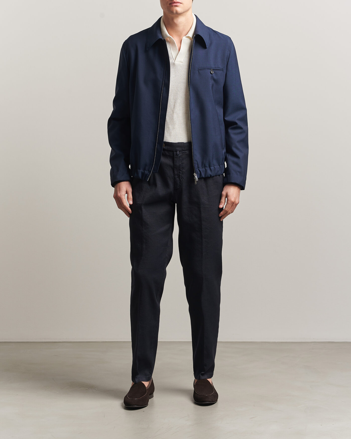 Hombres | Pantalones | Briglia 1949 | Pleated Linen Trousers Navy