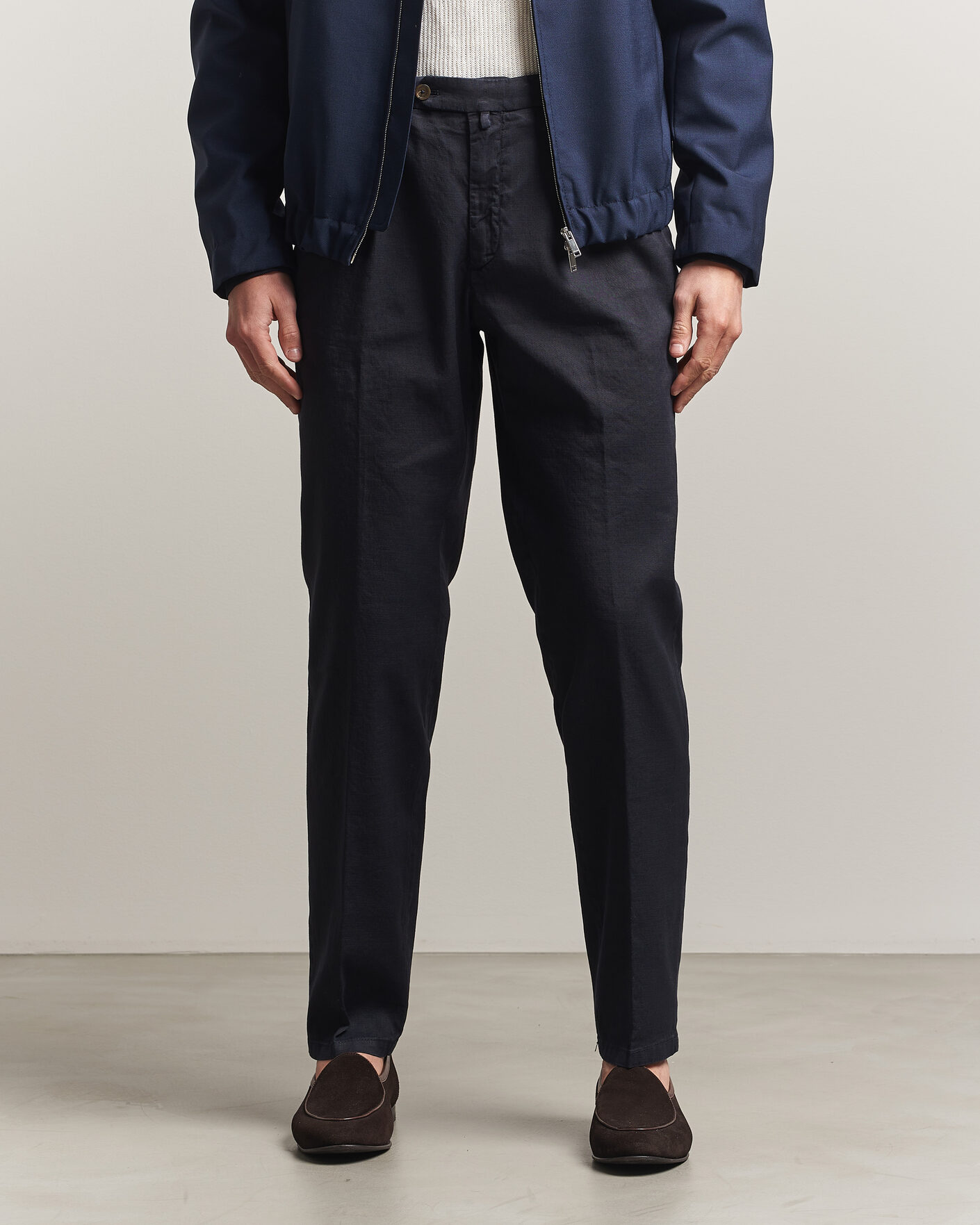 Hombres | Pantalones | Briglia 1949 | Pleated Linen Trousers Navy