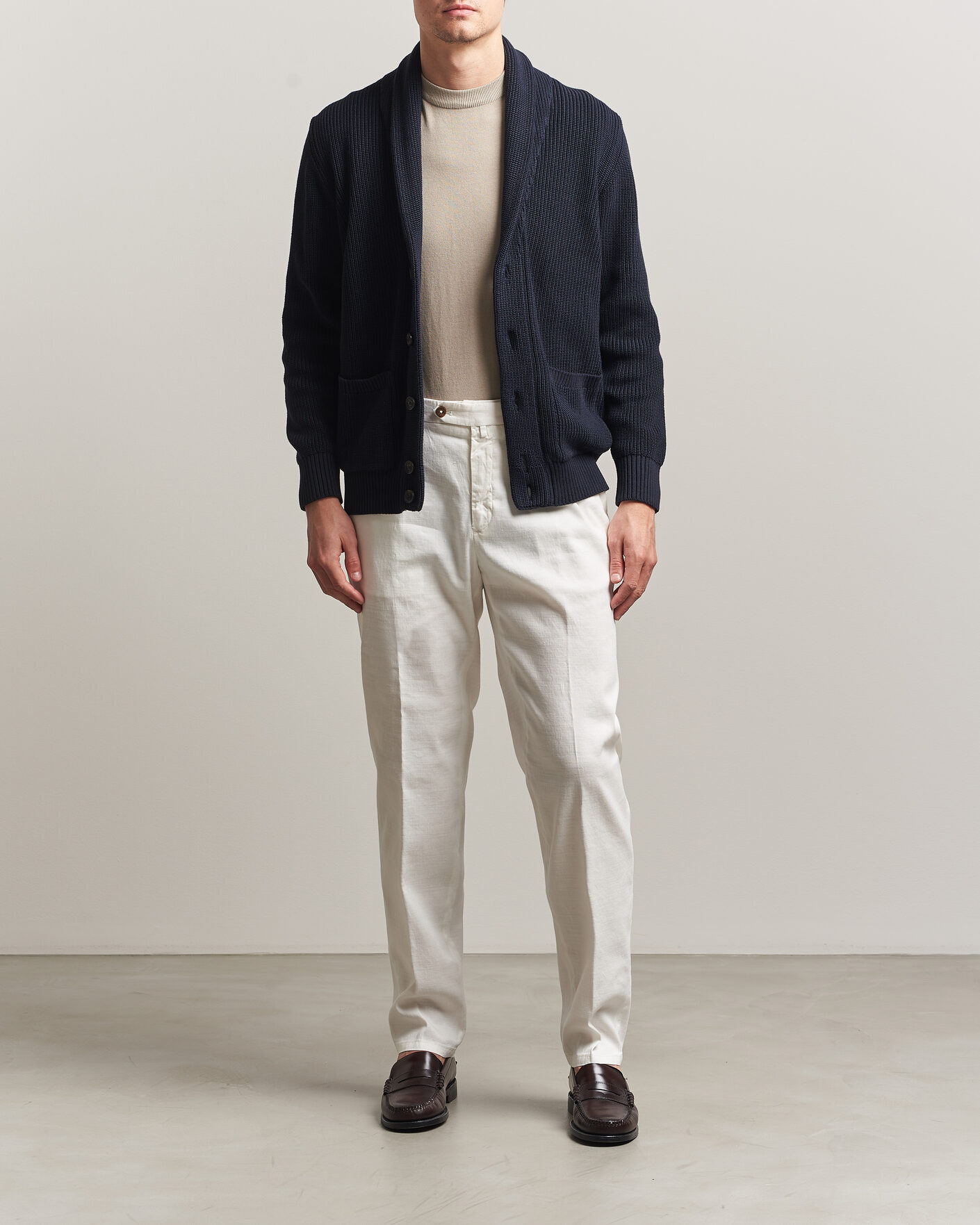 Hombres | Pantalones | Briglia 1949 | Pleated Linen Trousers Cream