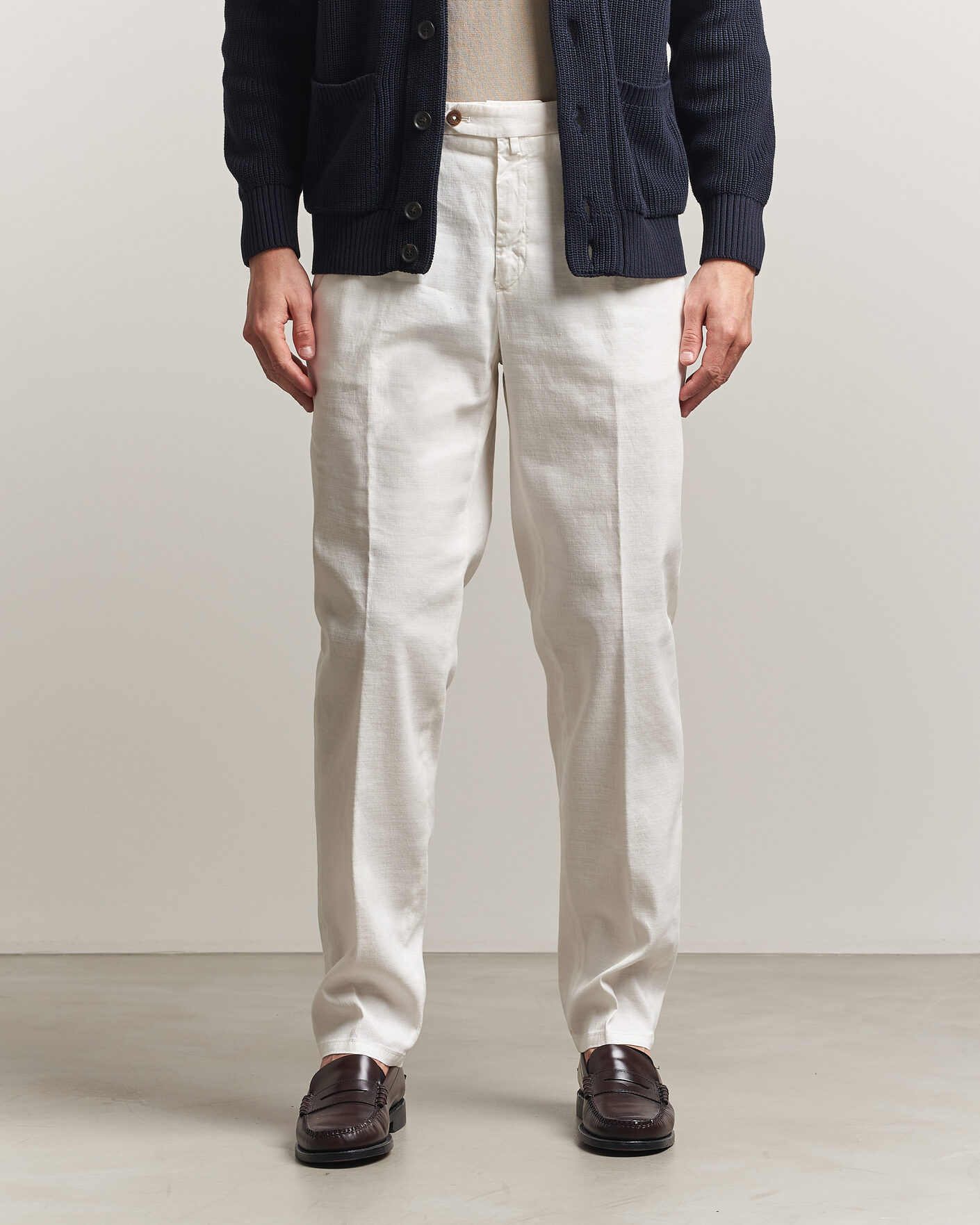 Hombres | Pantalones | Briglia 1949 | Pleated Linen Trousers Cream